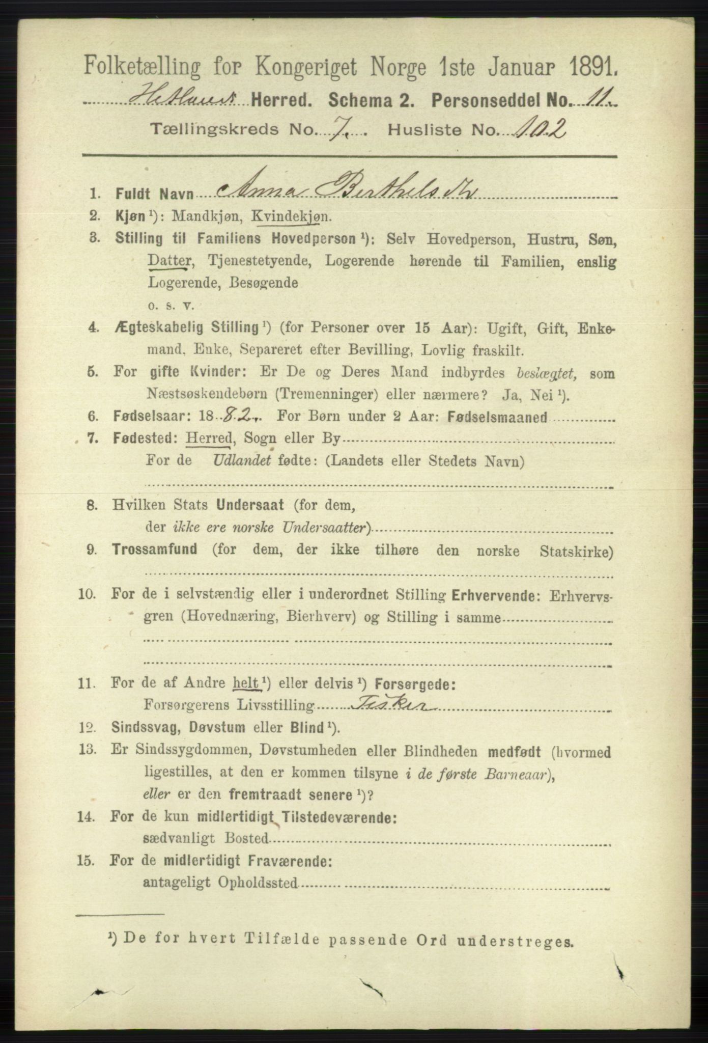 RA, 1891 census for 1126 Hetland, 1891, p. 4346