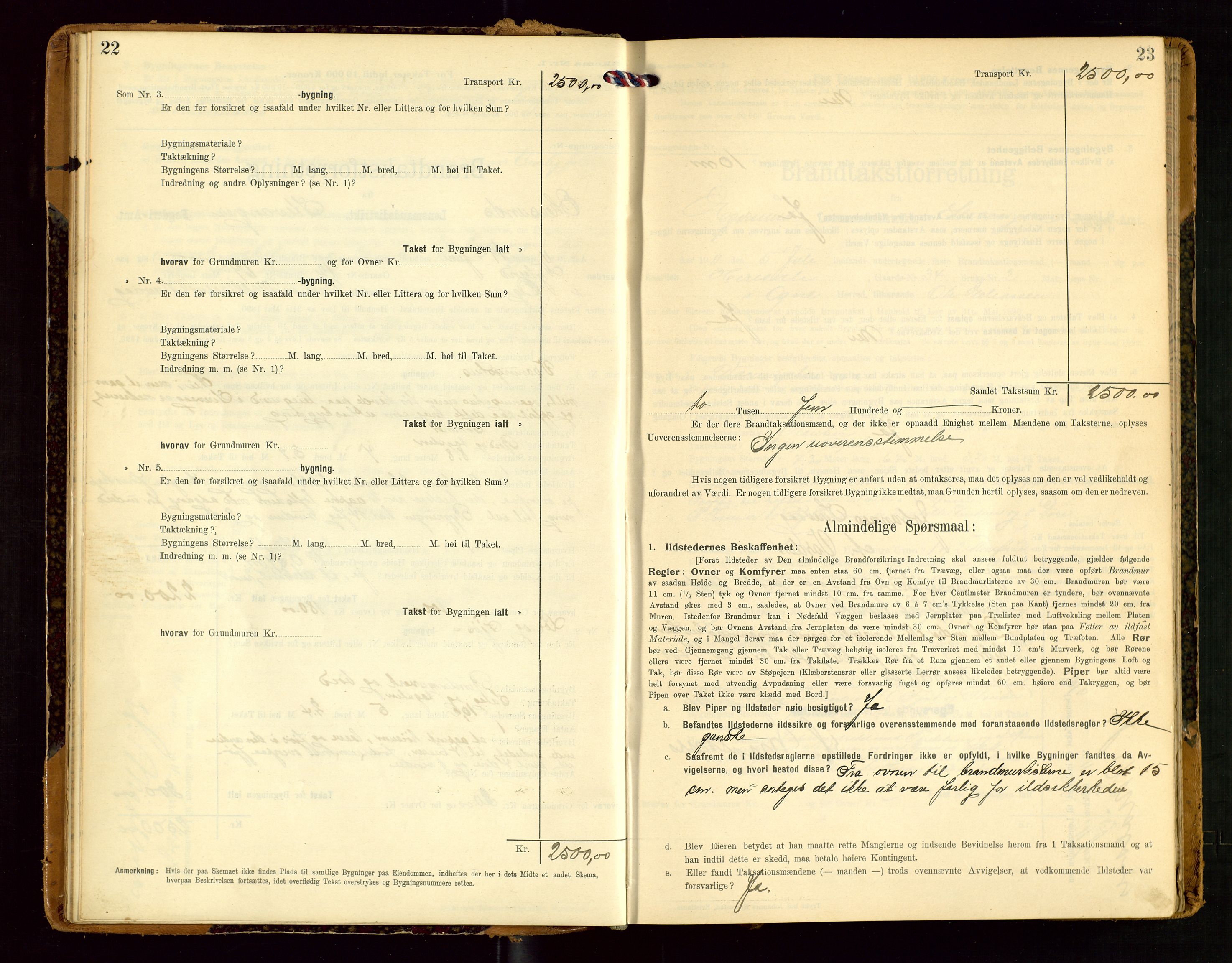 Eigersund lensmannskontor, AV/SAST-A-100171/Gob/L0002: "Brandtakstprotokol", 1910-1916, p. 22-23