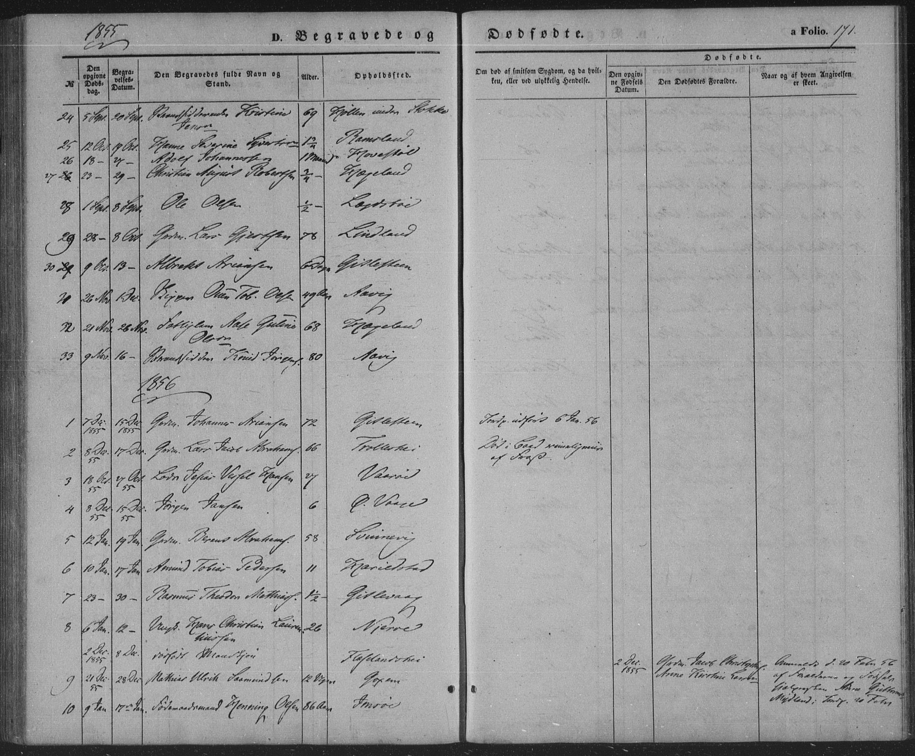 Sør-Audnedal sokneprestkontor, SAK/1111-0039/F/Fa/Faa/L0002: Parish register (official) no. A 2, 1848-1867, p. 171