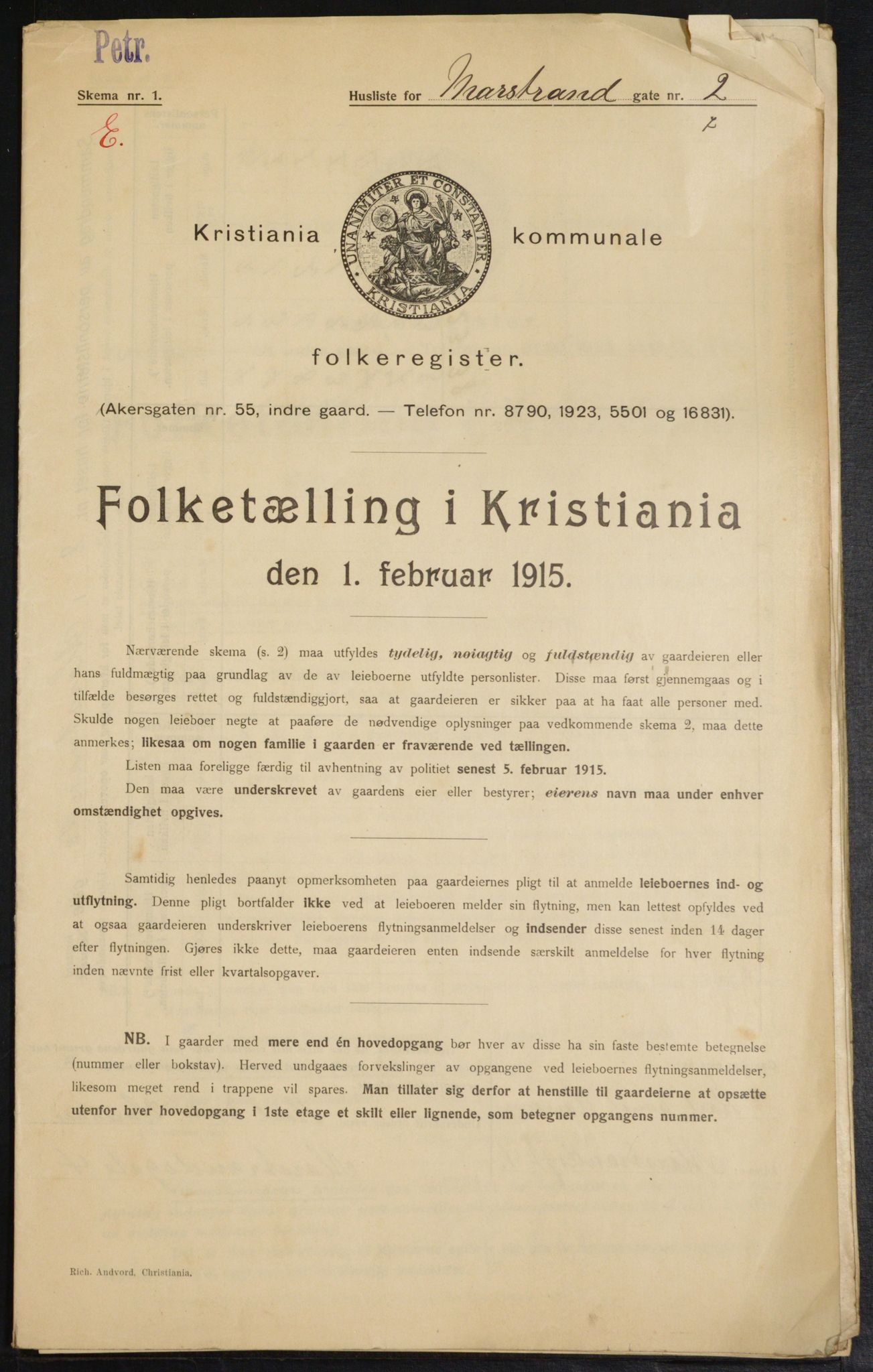 OBA, Municipal Census 1915 for Kristiania, 1915, p. 64089