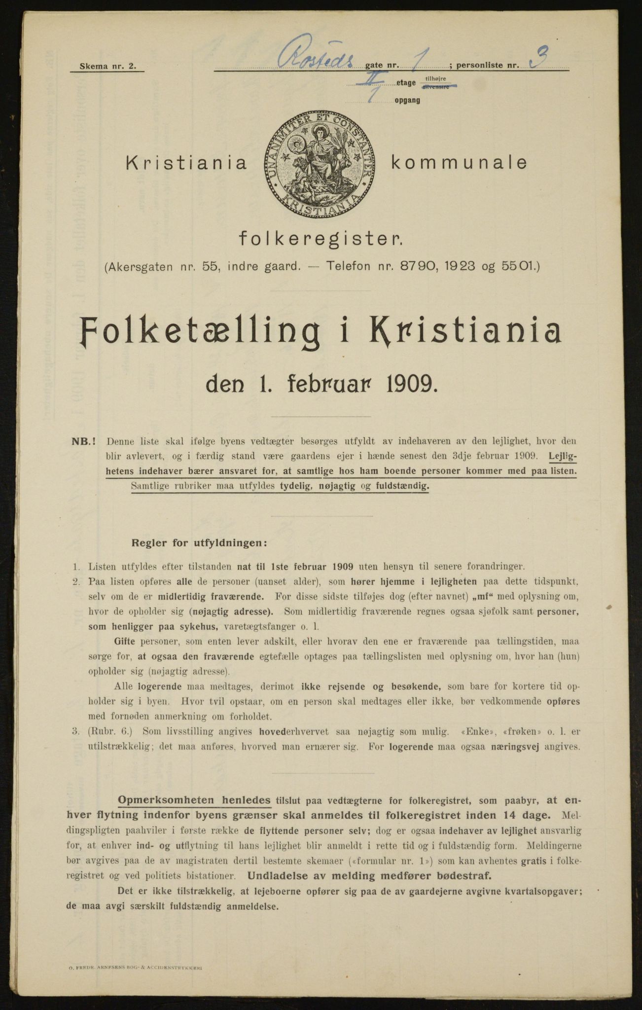 OBA, Municipal Census 1909 for Kristiania, 1909, p. 76305