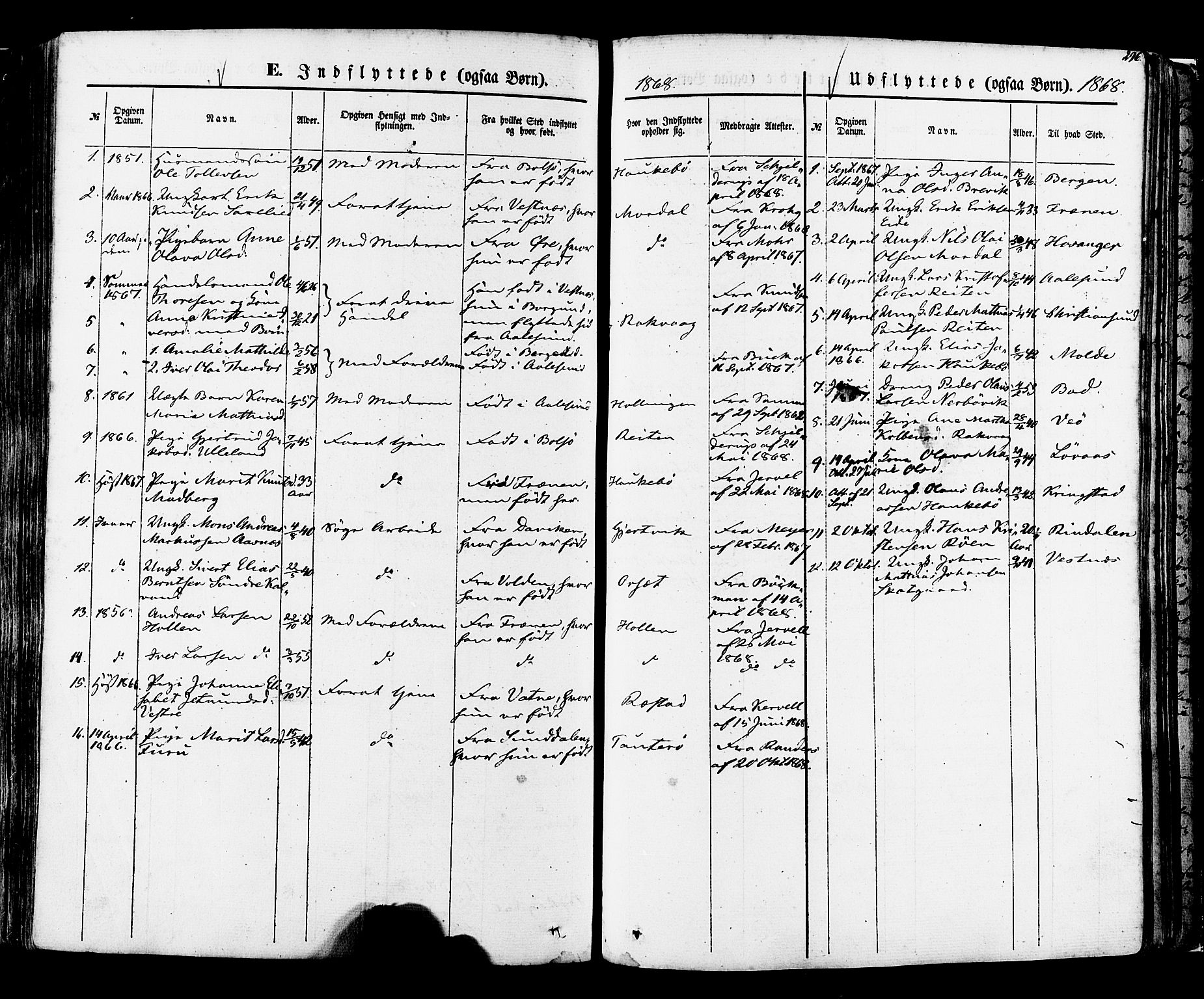 Ministerialprotokoller, klokkerbøker og fødselsregistre - Møre og Romsdal, SAT/A-1454/560/L0719: Parish register (official) no. 560A03, 1845-1872, p. 296