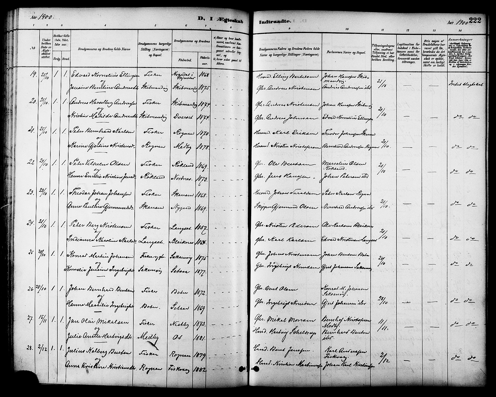 Ministerialprotokoller, klokkerbøker og fødselsregistre - Nordland, AV/SAT-A-1459/847/L0669: Parish register (official) no. 847A09, 1887-1901, p. 222