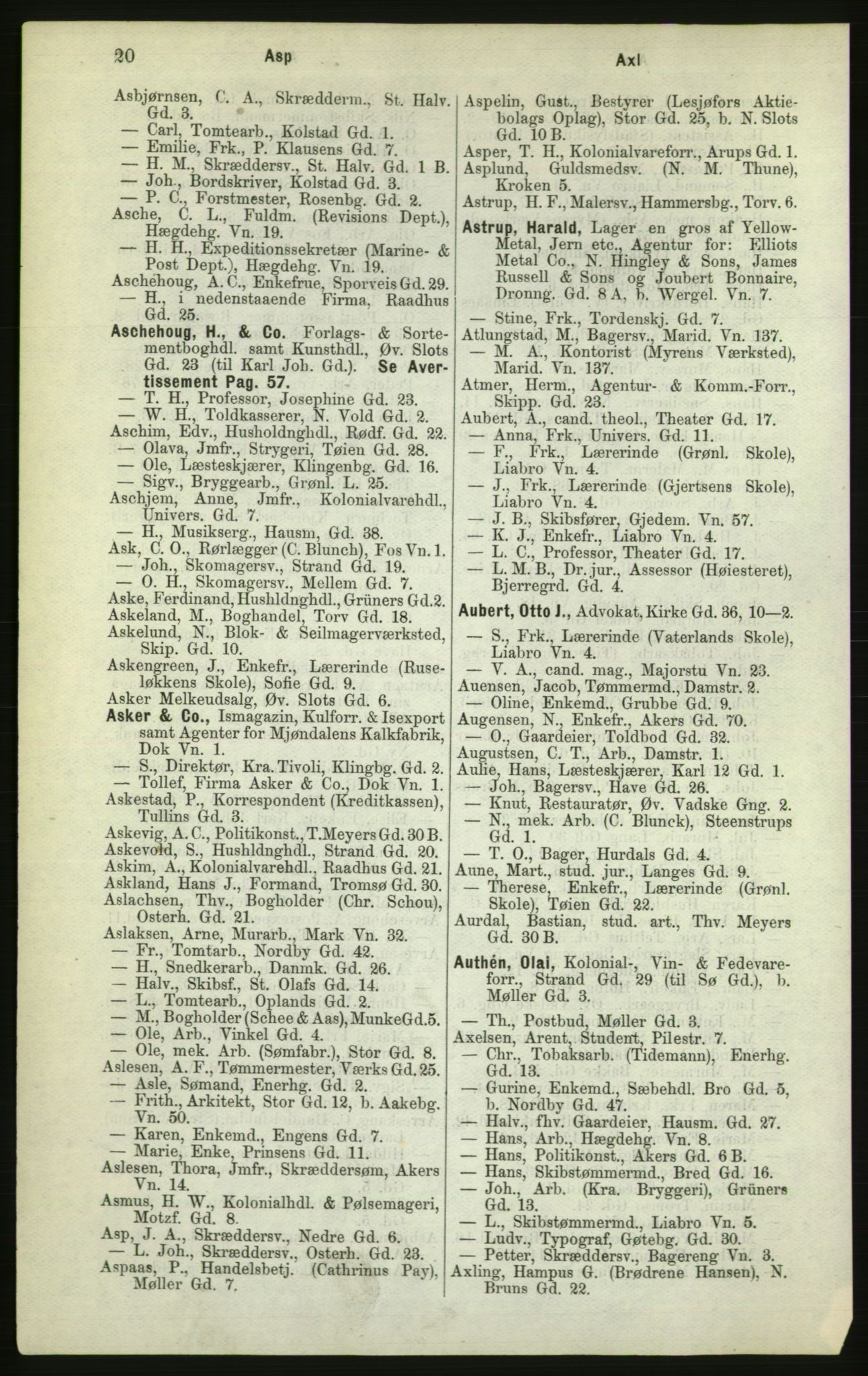 Kristiania/Oslo adressebok, PUBL/-, 1882, p. 20