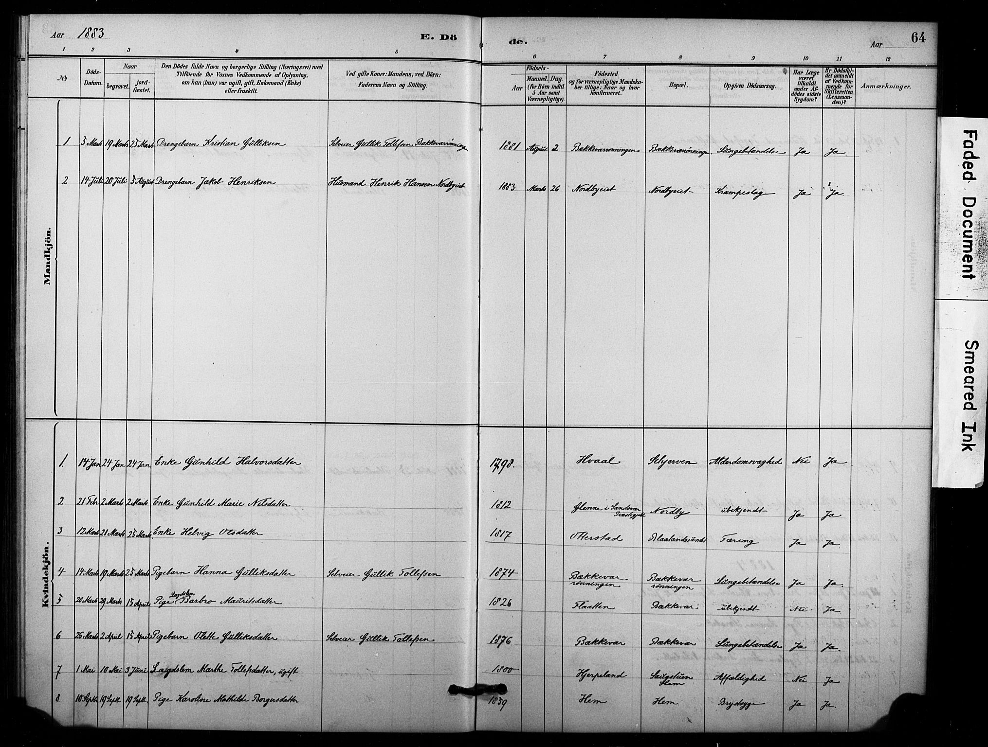 Lardal kirkebøker, SAKO/A-350/F/Fc/L0001: Parish register (official) no. III 1, 1881-1906, p. 64