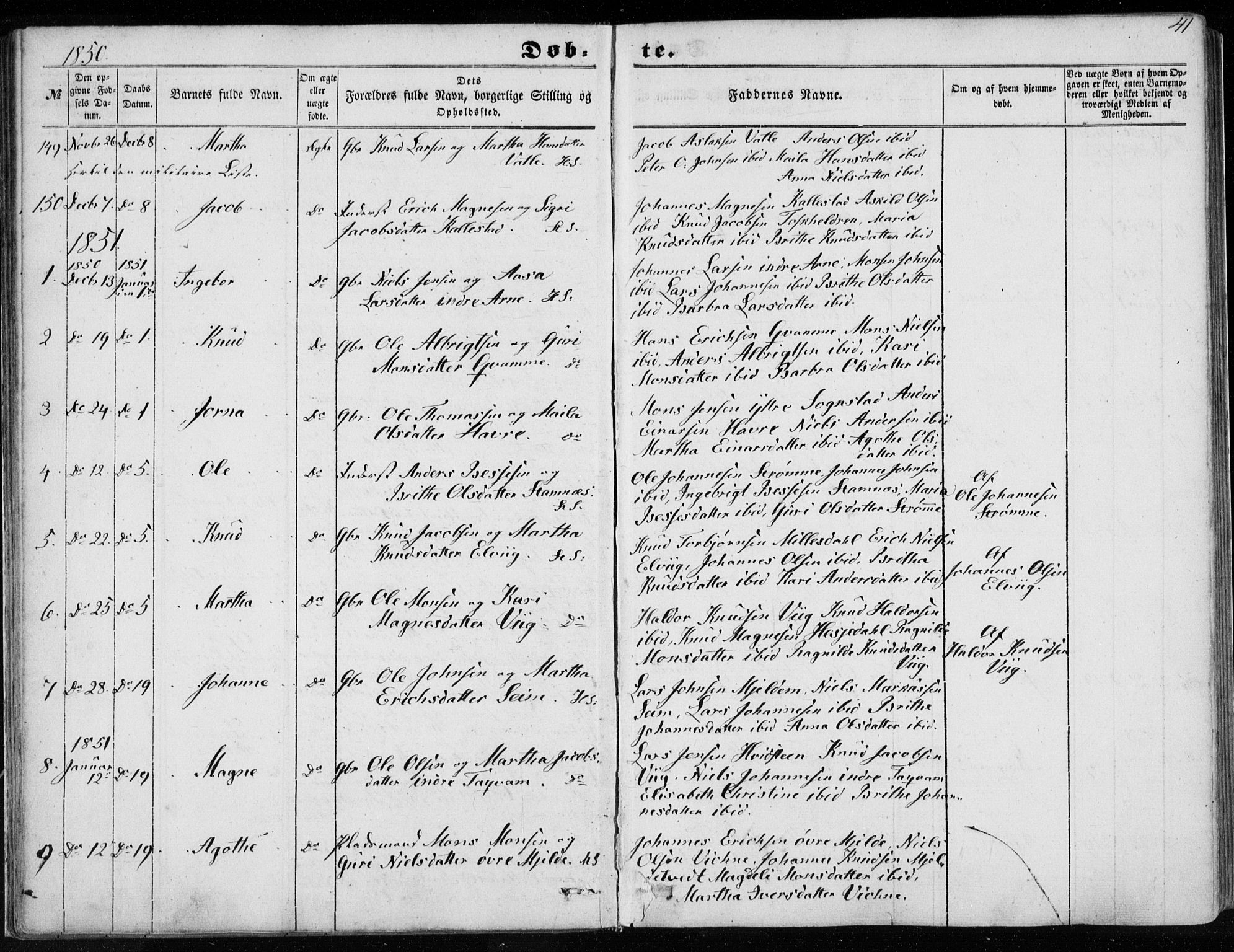 Haus sokneprestembete, SAB/A-75601/H/Haa: Parish register (official) no. A 16 I, 1848-1857, p. 41