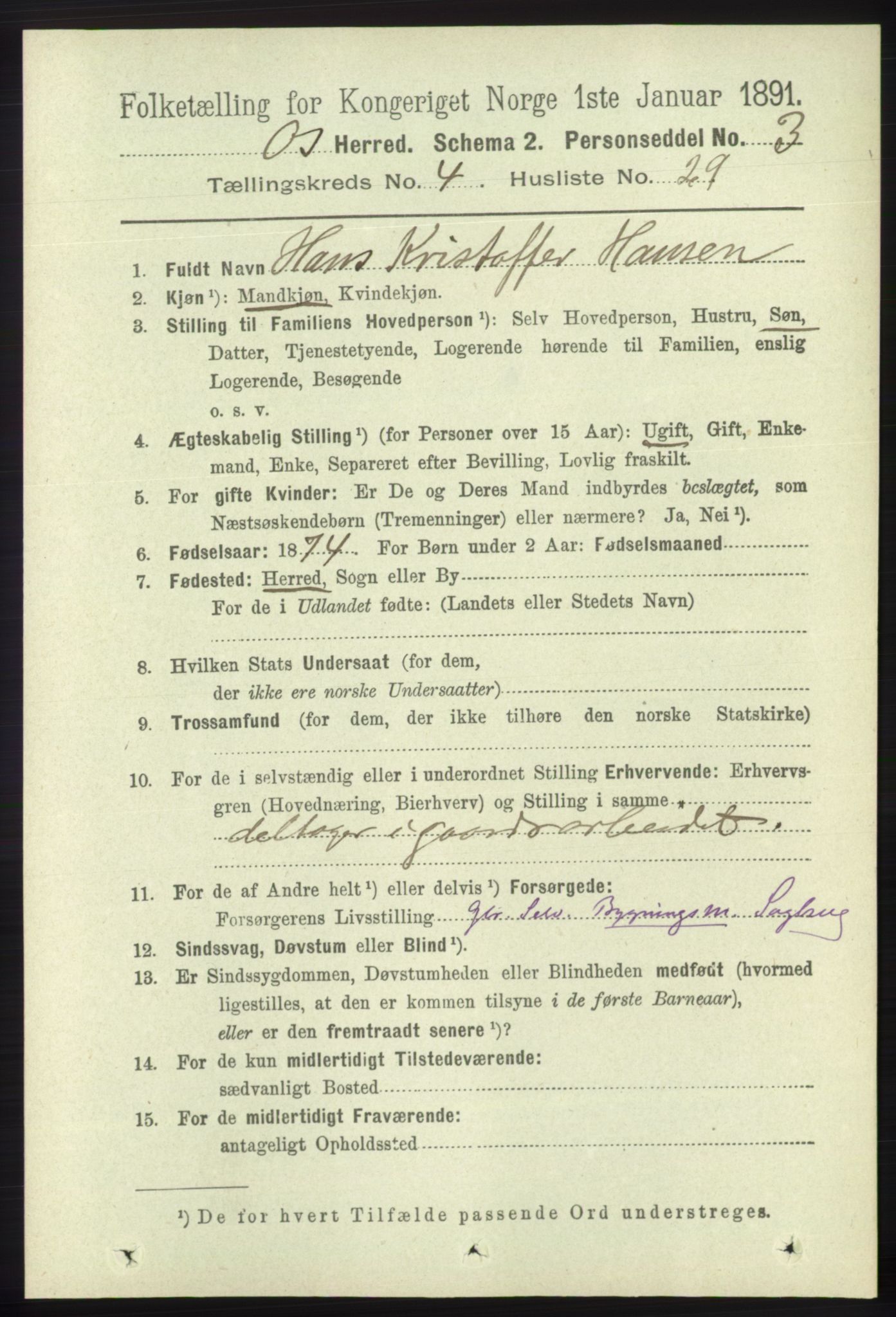 RA, 1891 census for 1243 Os, 1891, p. 1075