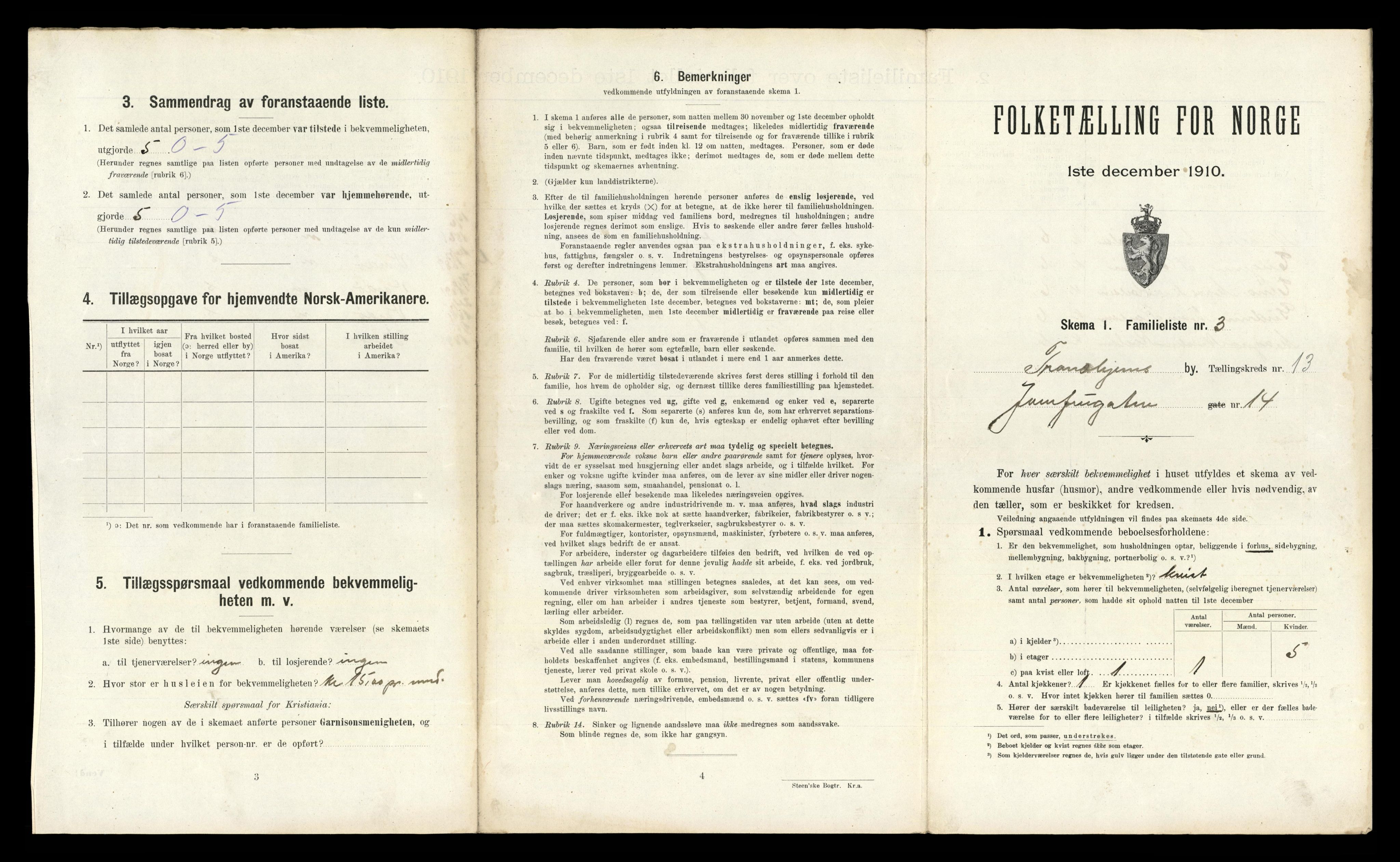 RA, 1910 census for Trondheim, 1910, p. 4745