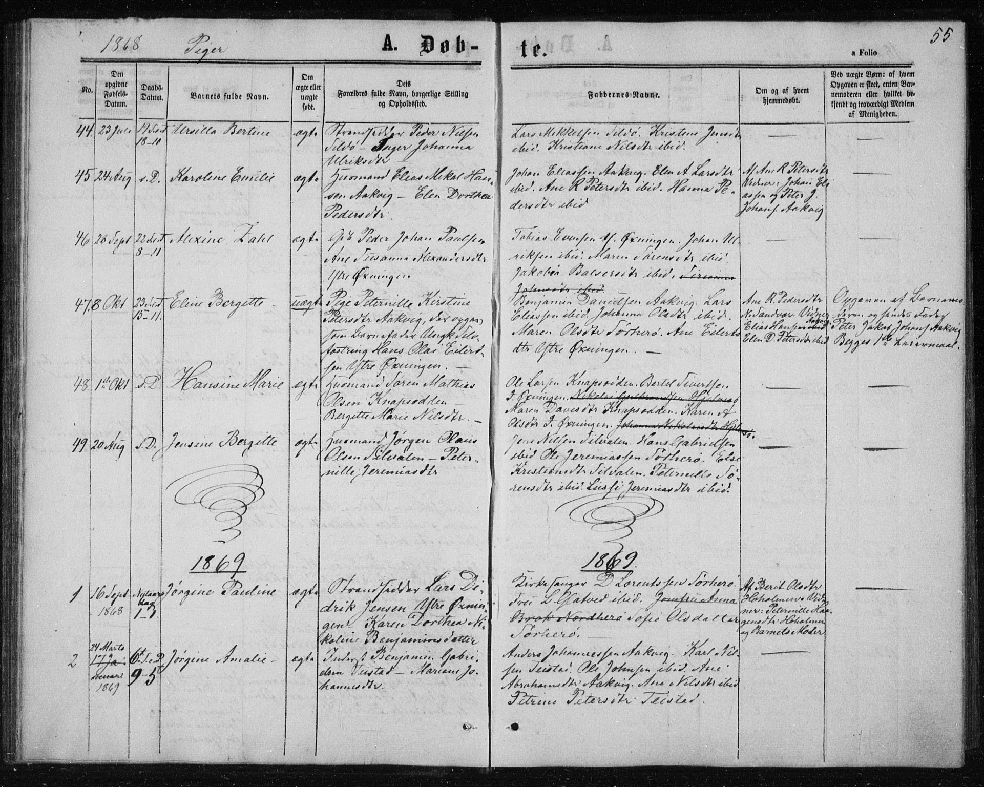 Ministerialprotokoller, klokkerbøker og fødselsregistre - Nordland, SAT/A-1459/834/L0505: Parish register (official) no. 834A03, 1862-1871, p. 55
