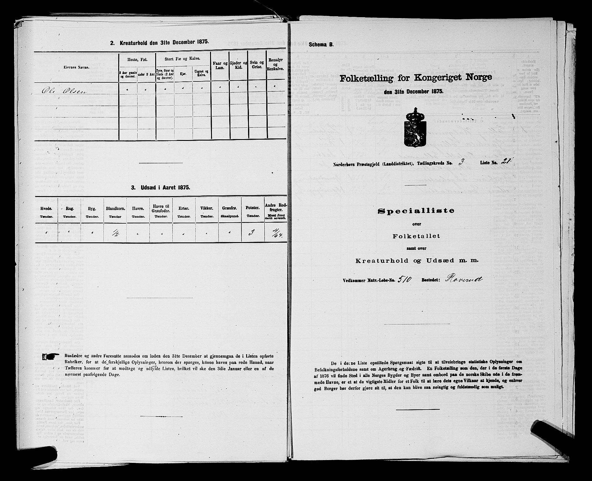 SAKO, 1875 census for 0613L Norderhov/Norderhov, Haug og Lunder, 1875, p. 2627