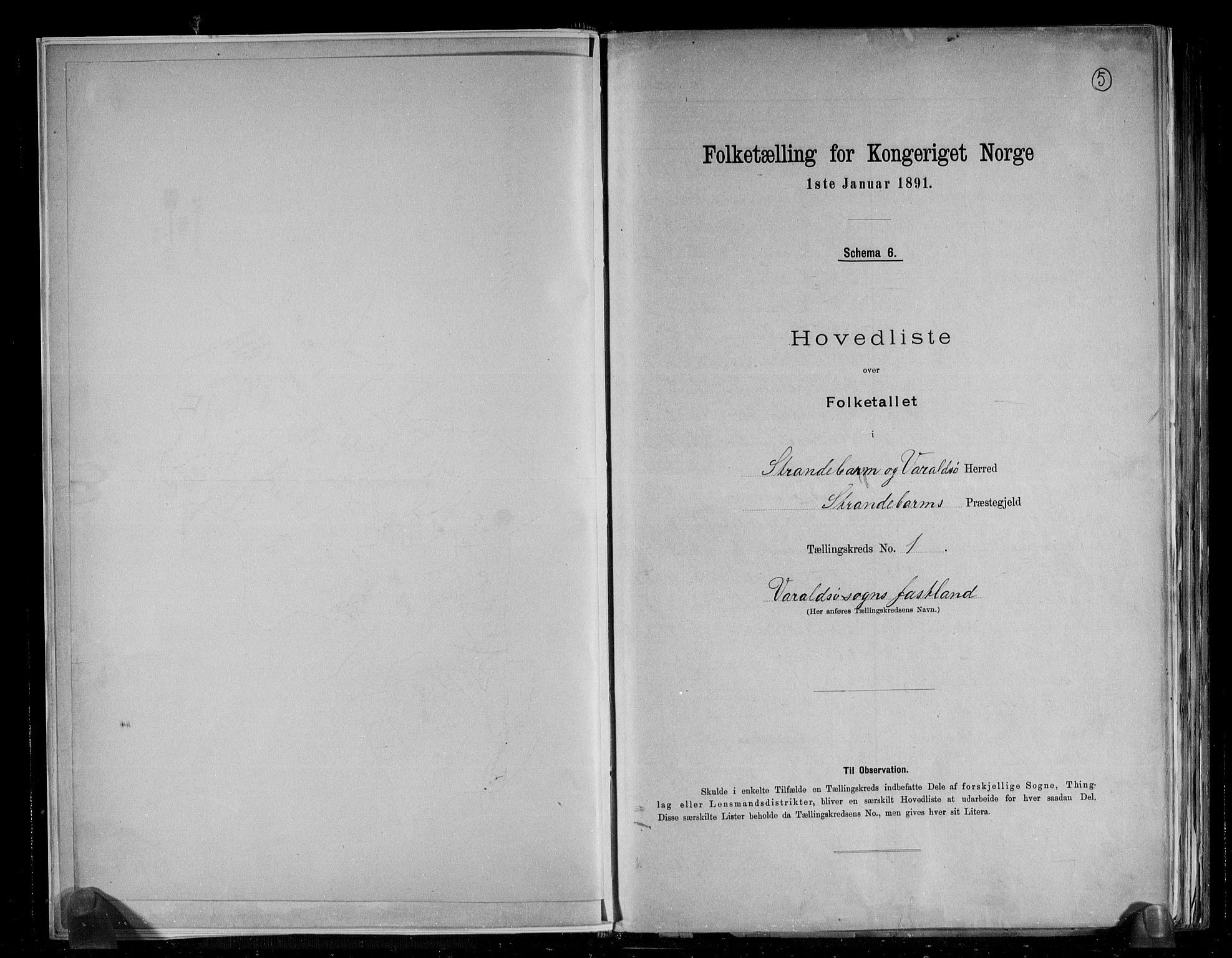 RA, 1891 census for 1226 Strandebarm og Varaldsøy, 1891, p. 6