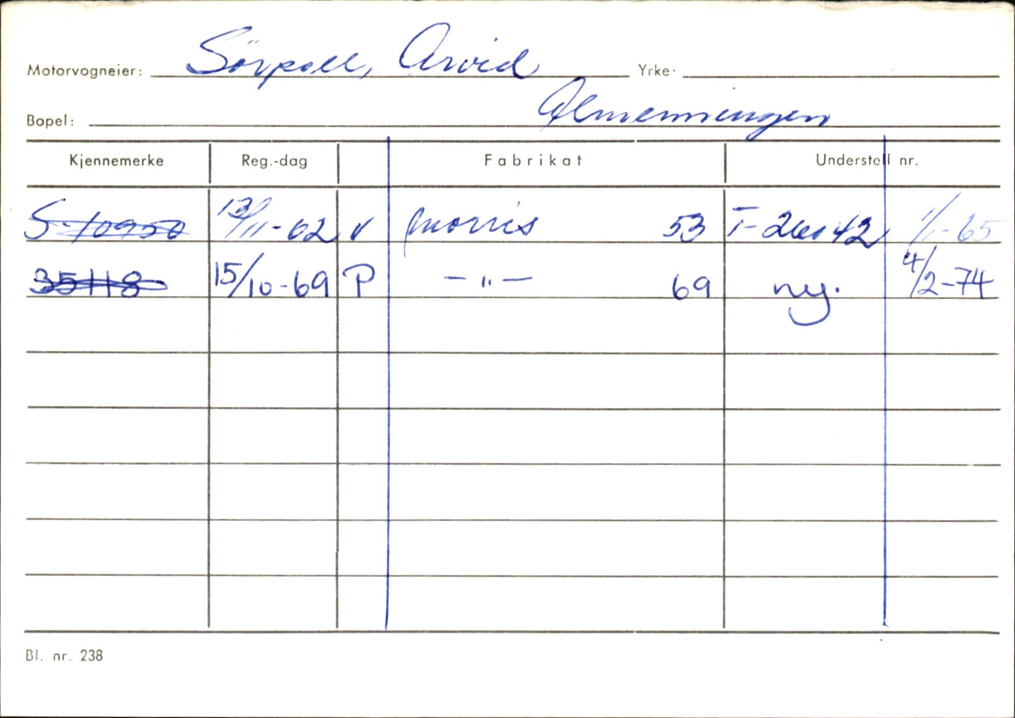 Statens vegvesen, Sogn og Fjordane vegkontor, AV/SAB-A-5301/4/F/L0145: Registerkort Vågsøy S-Å. Årdal I-P, 1945-1975, p. 403