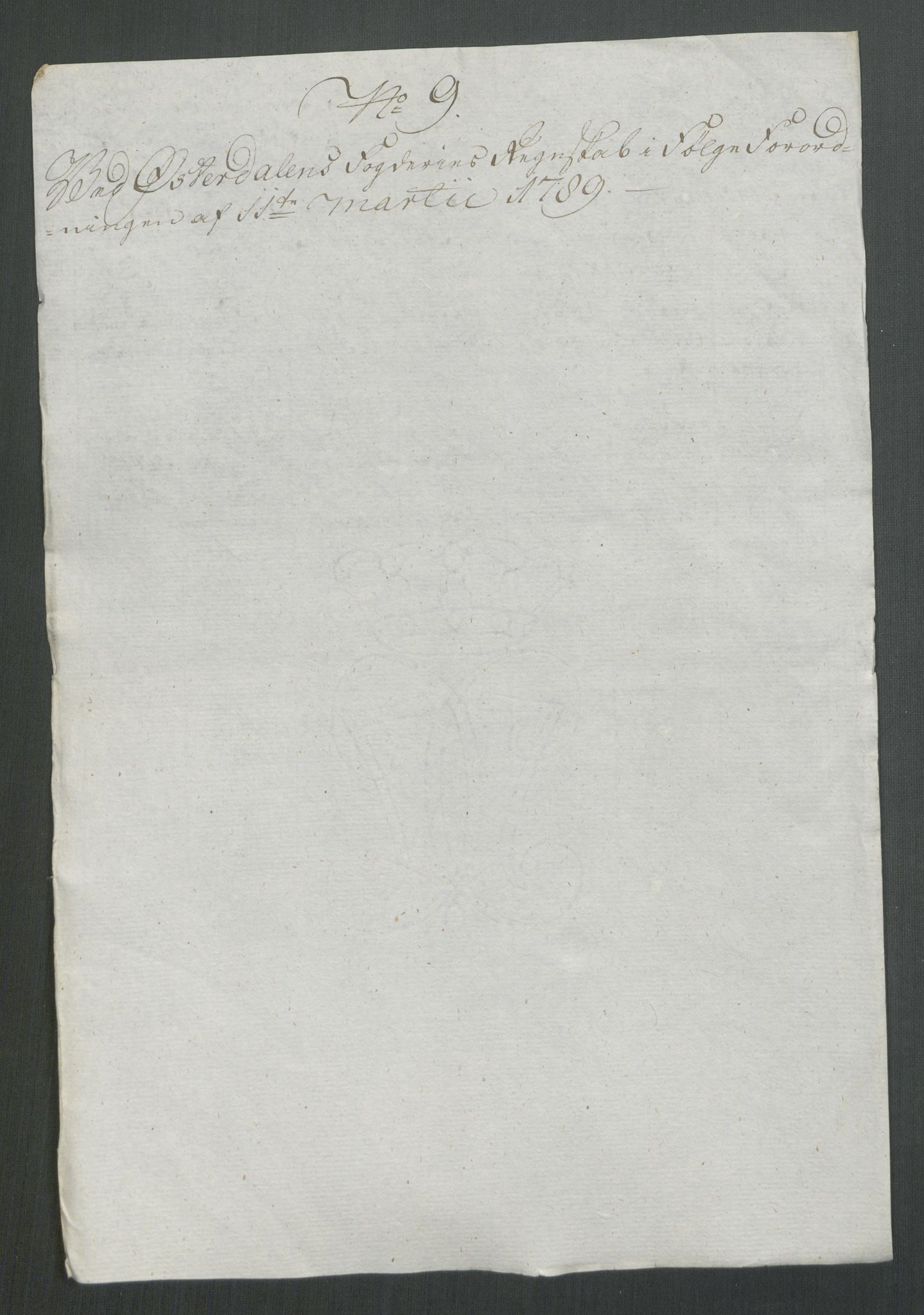 Rentekammeret inntil 1814, Reviderte regnskaper, Mindre regnskaper, AV/RA-EA-4068/Rf/Rfe/L0059: Ytre og Indre Sogn fogderi, Østerdalen fogderi, 1789, p. 180