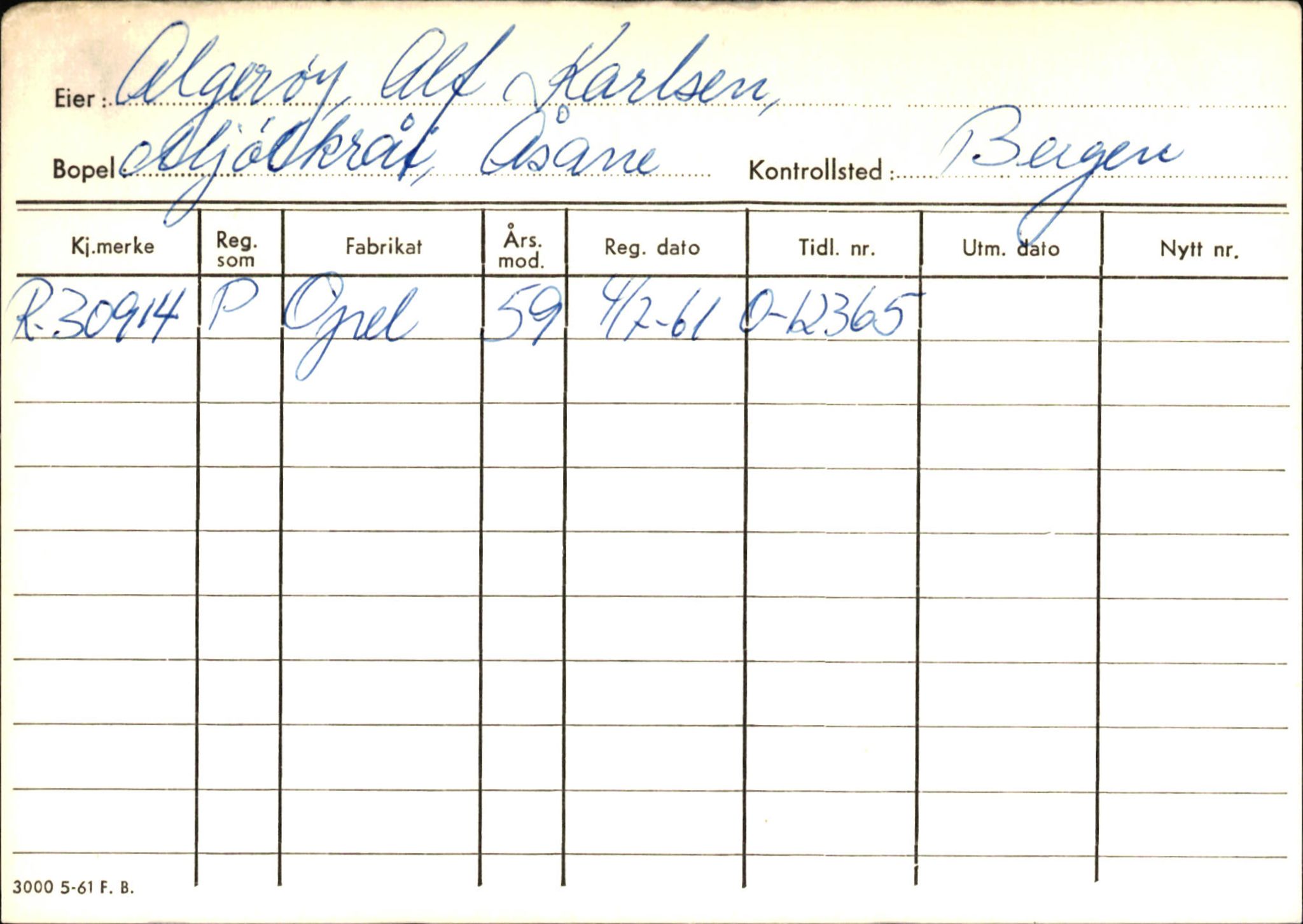 Statens vegvesen, Hordaland vegkontor, SAB/A-5201/2/Ha/L0001: R-eierkort A, 1920-1971, p. 383