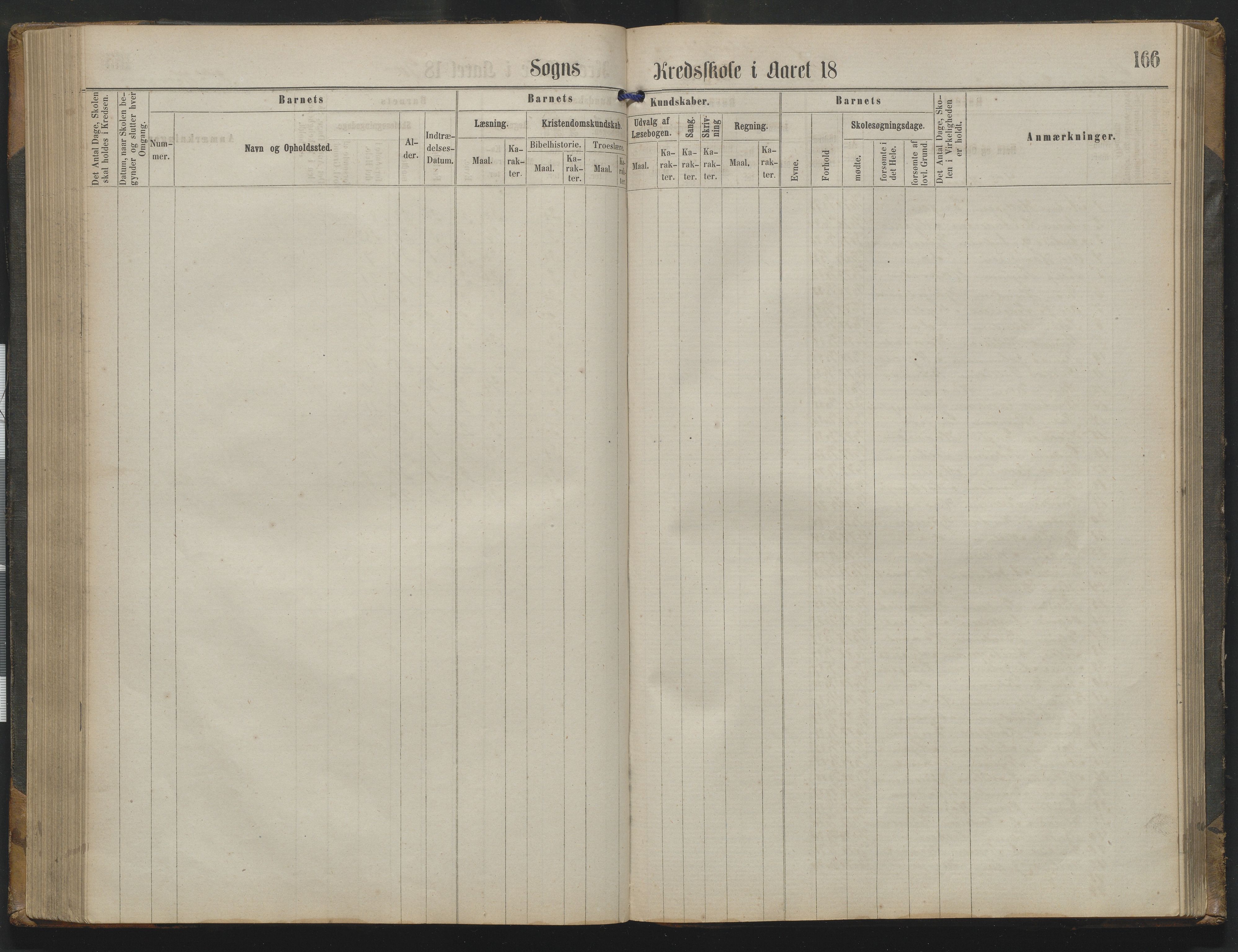 Arendal kommune, Katalog I, AAKS/KA0906-PK-I/07/L0342: Protokoll Torbjørnsbu skole, 1869-1890, p. 166