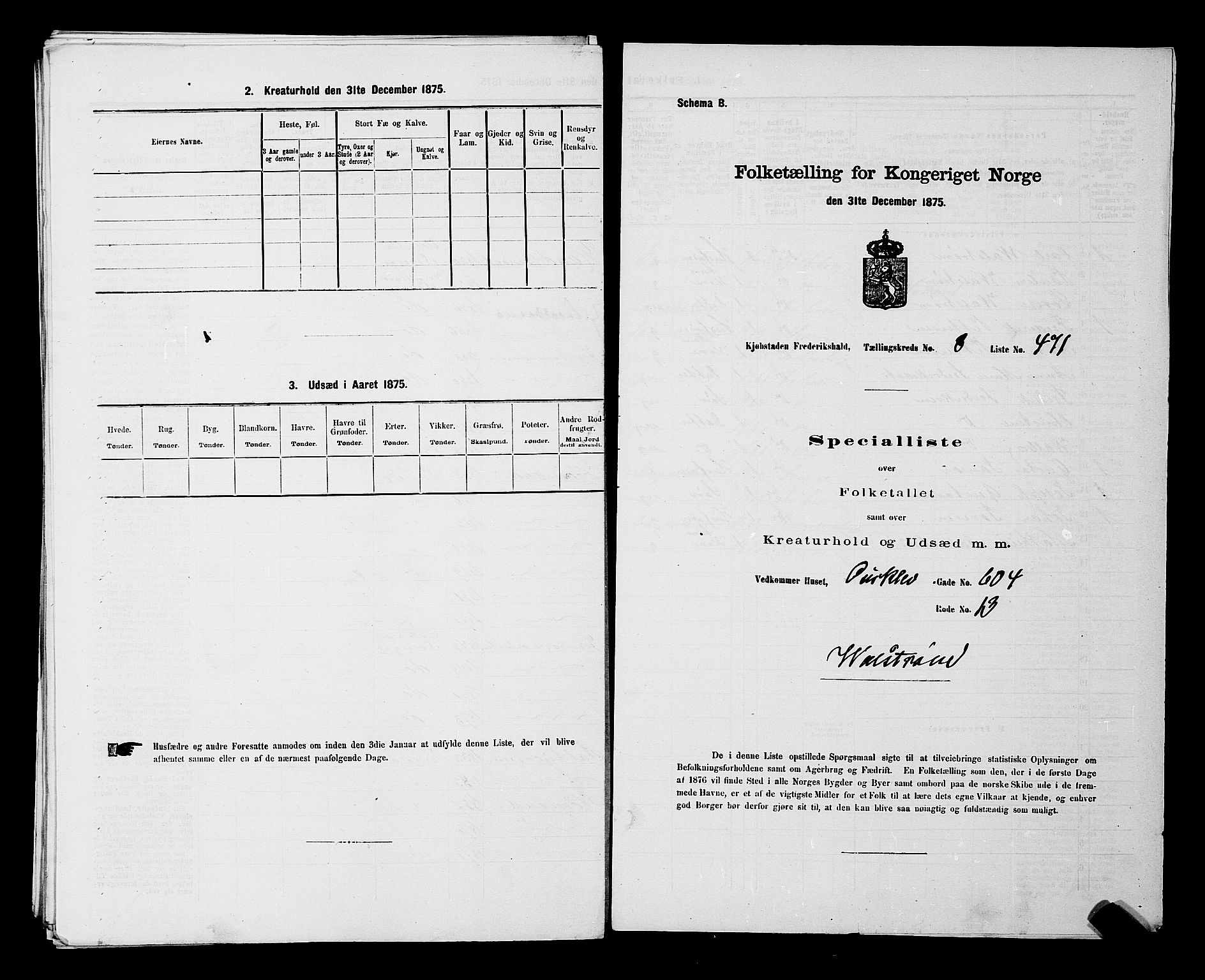 RA, 1875 census for 0101P Fredrikshald, 1875, p. 1272