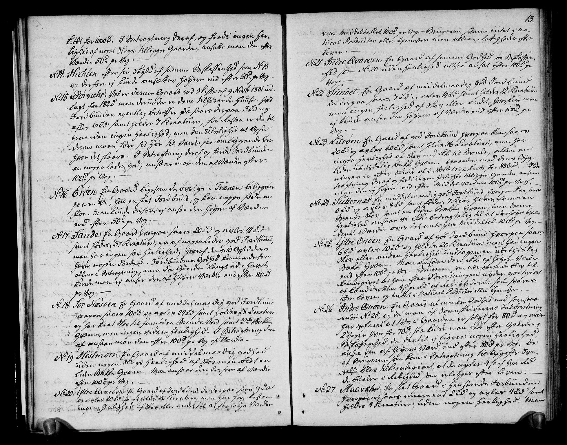 Rentekammeret inntil 1814, Realistisk ordnet avdeling, RA/EA-4070/N/Ne/Nea/L0156: Helgeland fogderi. Deliberasjonsprotokoll, 1803, p. 15