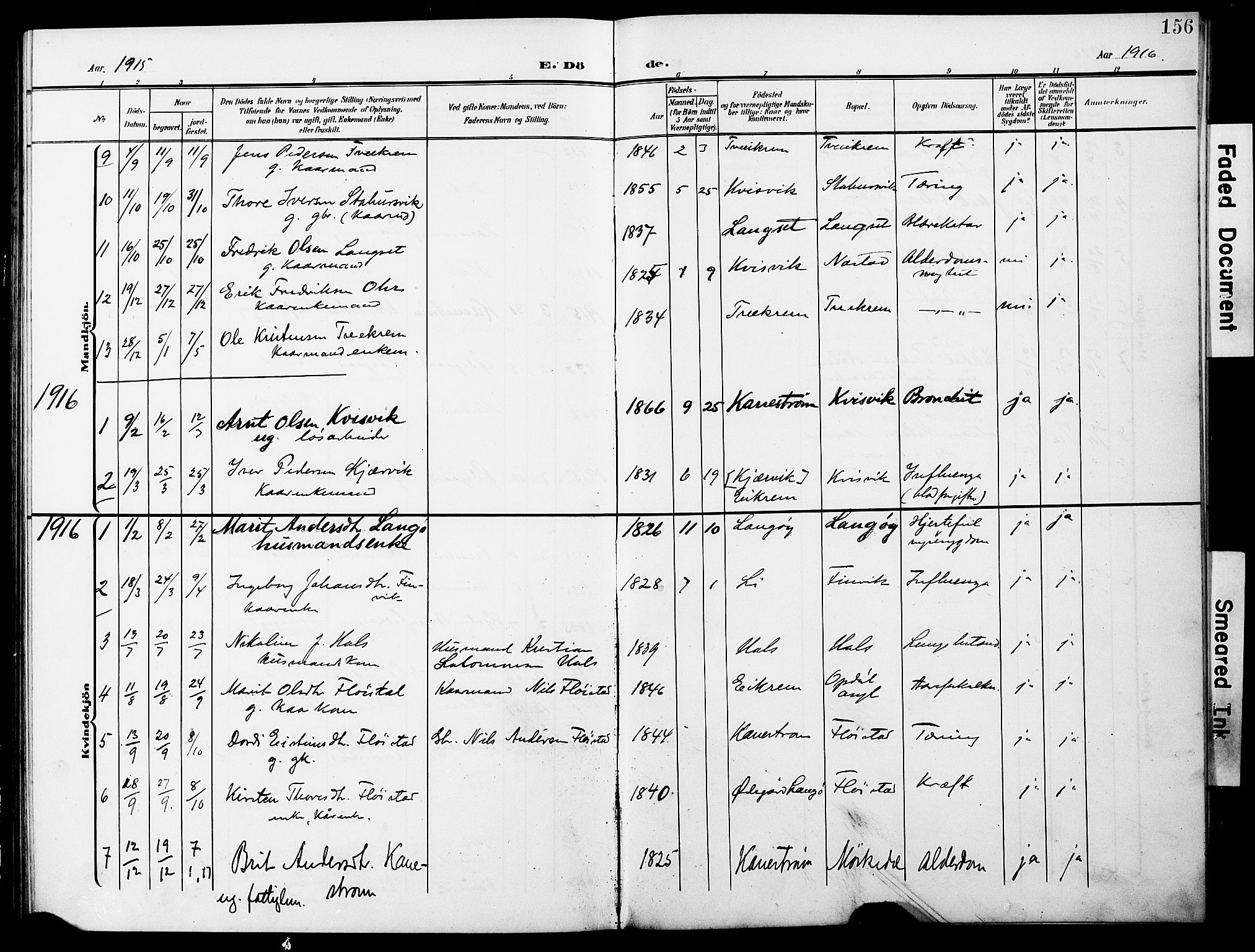 Ministerialprotokoller, klokkerbøker og fødselsregistre - Møre og Romsdal, AV/SAT-A-1454/587/L1001: Parish register (copy) no. 587C01, 1906-1927, p. 156