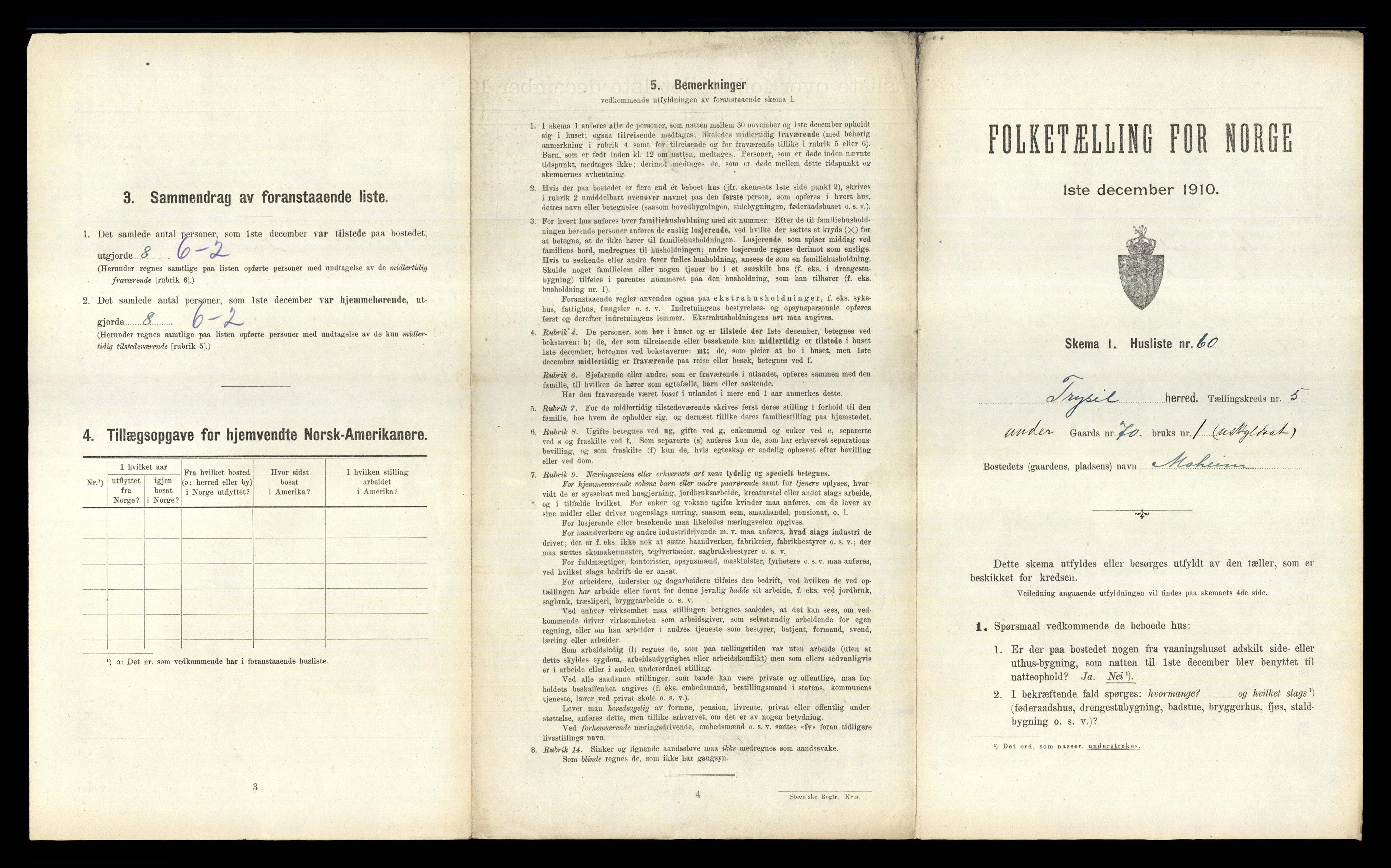 RA, 1910 census for Trysil, 1910, p. 647