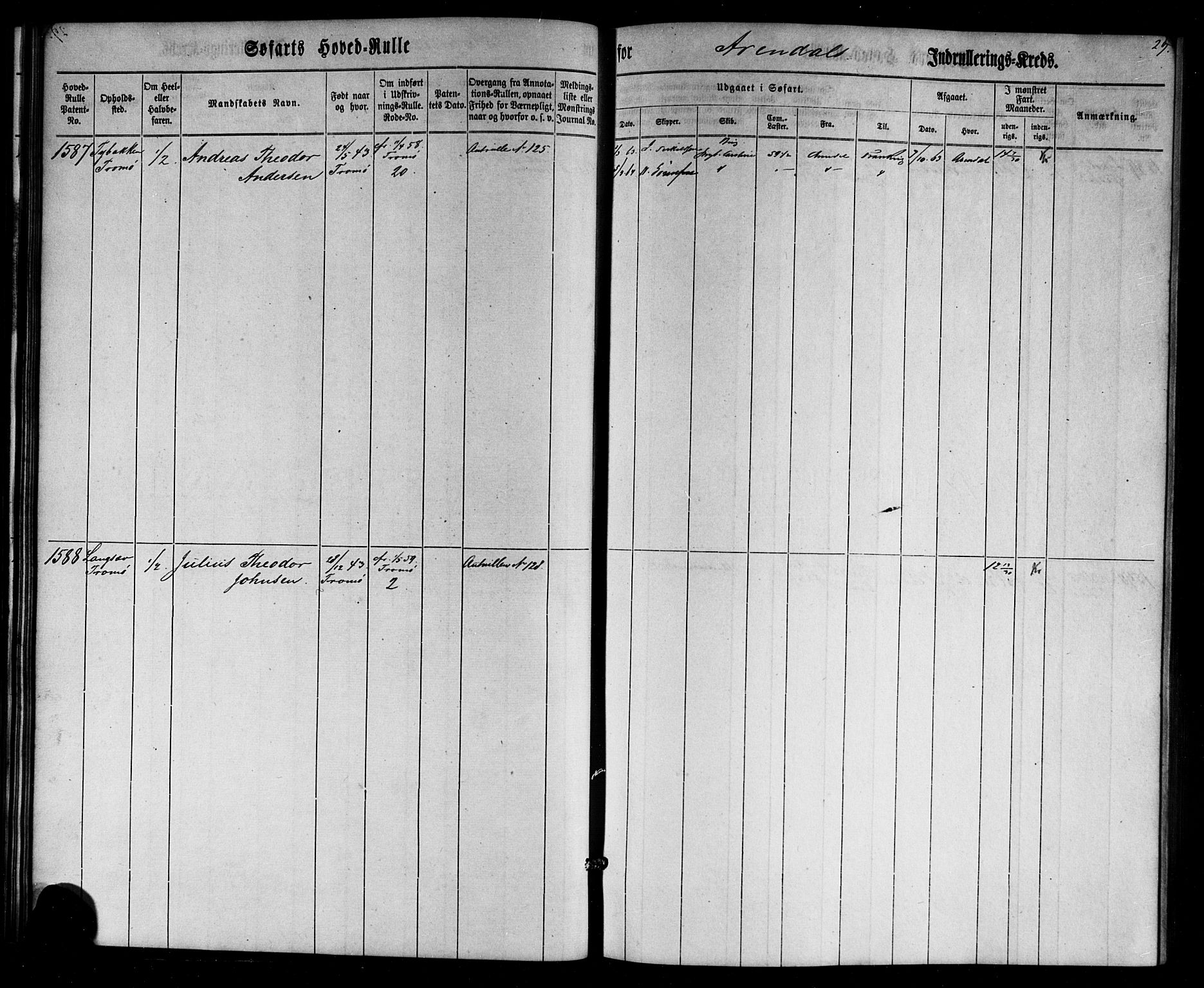 Arendal mønstringskrets, AV/SAK-2031-0012/F/Fb/L0002: Hovedrulle nr 1533-1724 uten register, E-3, 1863-1864, p. 29