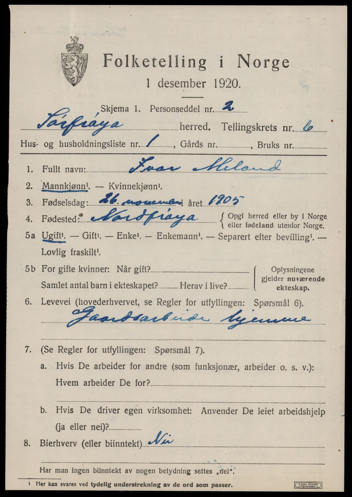 SAT, 1920 census for Sør-Frøya, 1920, p. 5145