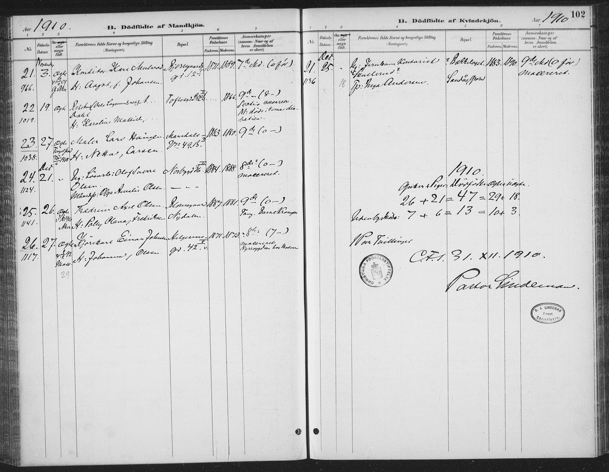 Rikshospitalet prestekontor Kirkebøker, AV/SAO-A-10309b/F/L0010: Parish register (official) no. 10, 1888-1912, p. 102