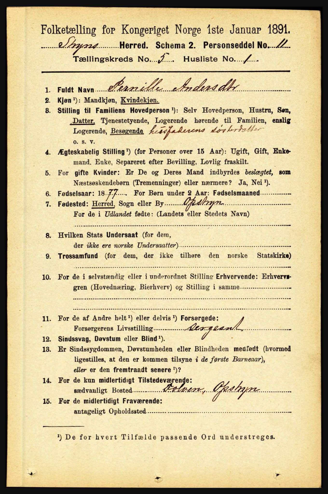 RA, 1891 census for 1448 Stryn, 1891, p. 2021