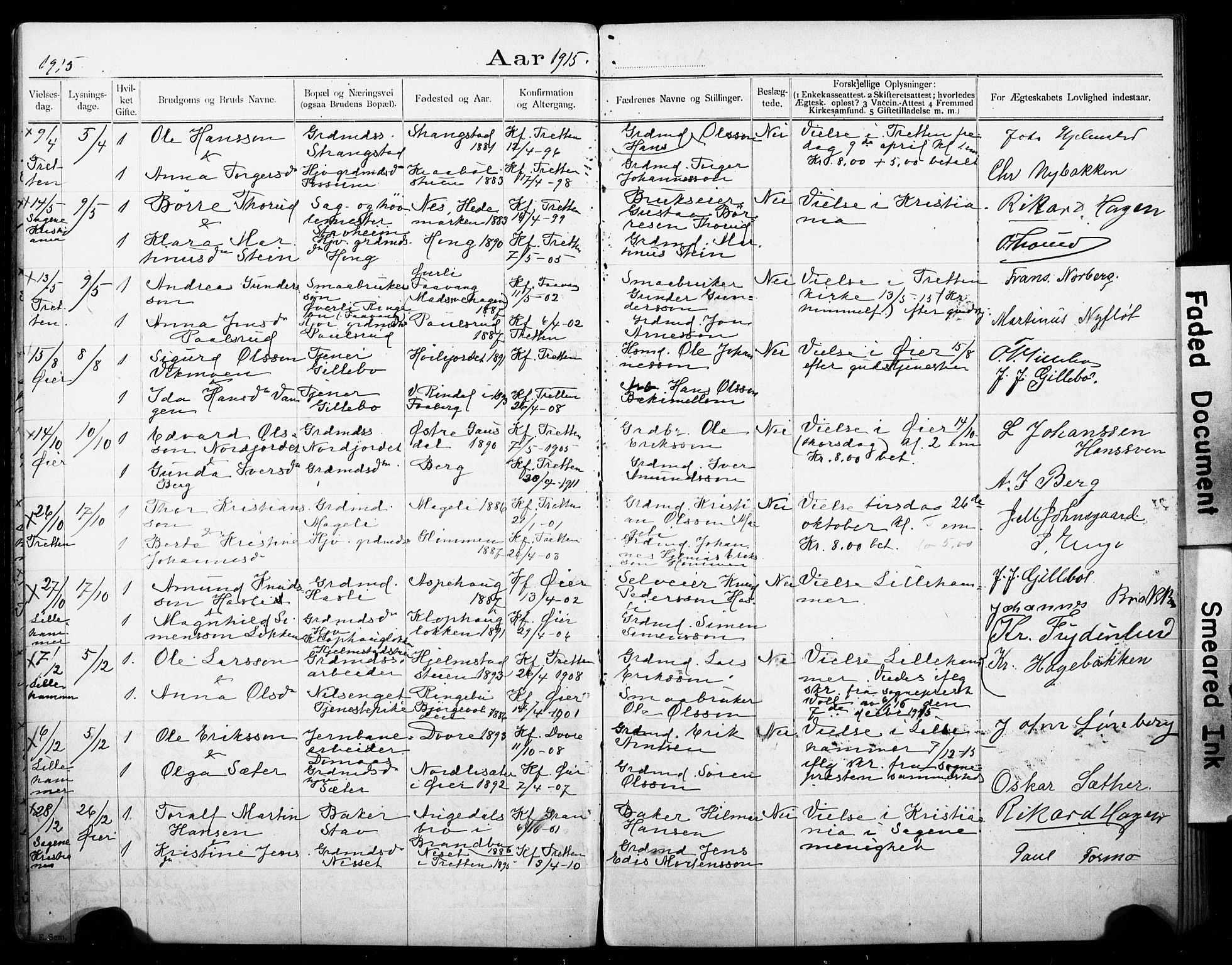 Øyer prestekontor, AV/SAH-PREST-084/I/Ie: Banns register no. 1, 1899-1928