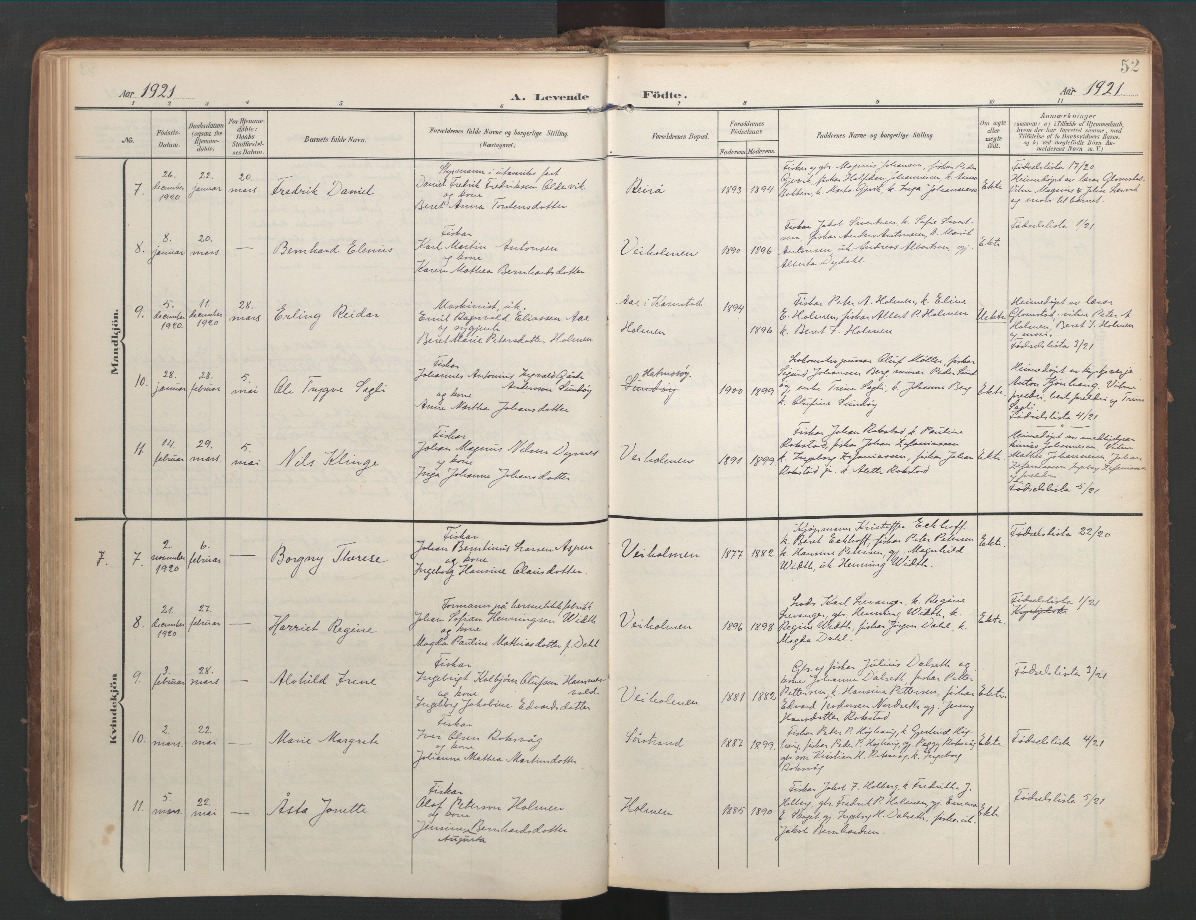 Ministerialprotokoller, klokkerbøker og fødselsregistre - Møre og Romsdal, AV/SAT-A-1454/583/L0955: Parish register (official) no. 583A02, 1907-1926, p. 52