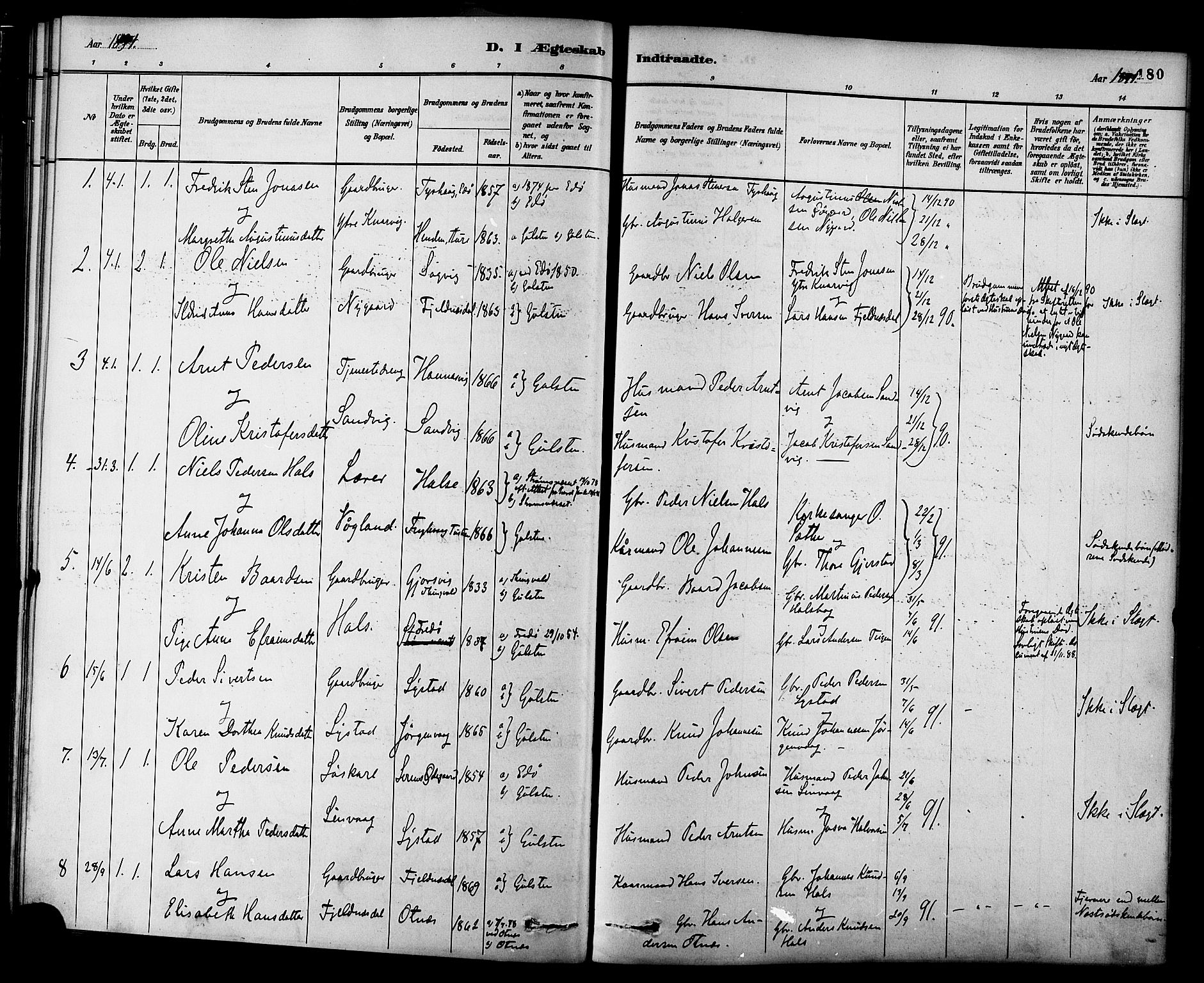 Ministerialprotokoller, klokkerbøker og fødselsregistre - Møre og Romsdal, AV/SAT-A-1454/577/L0896: Parish register (official) no. 577A03, 1880-1898, p. 180