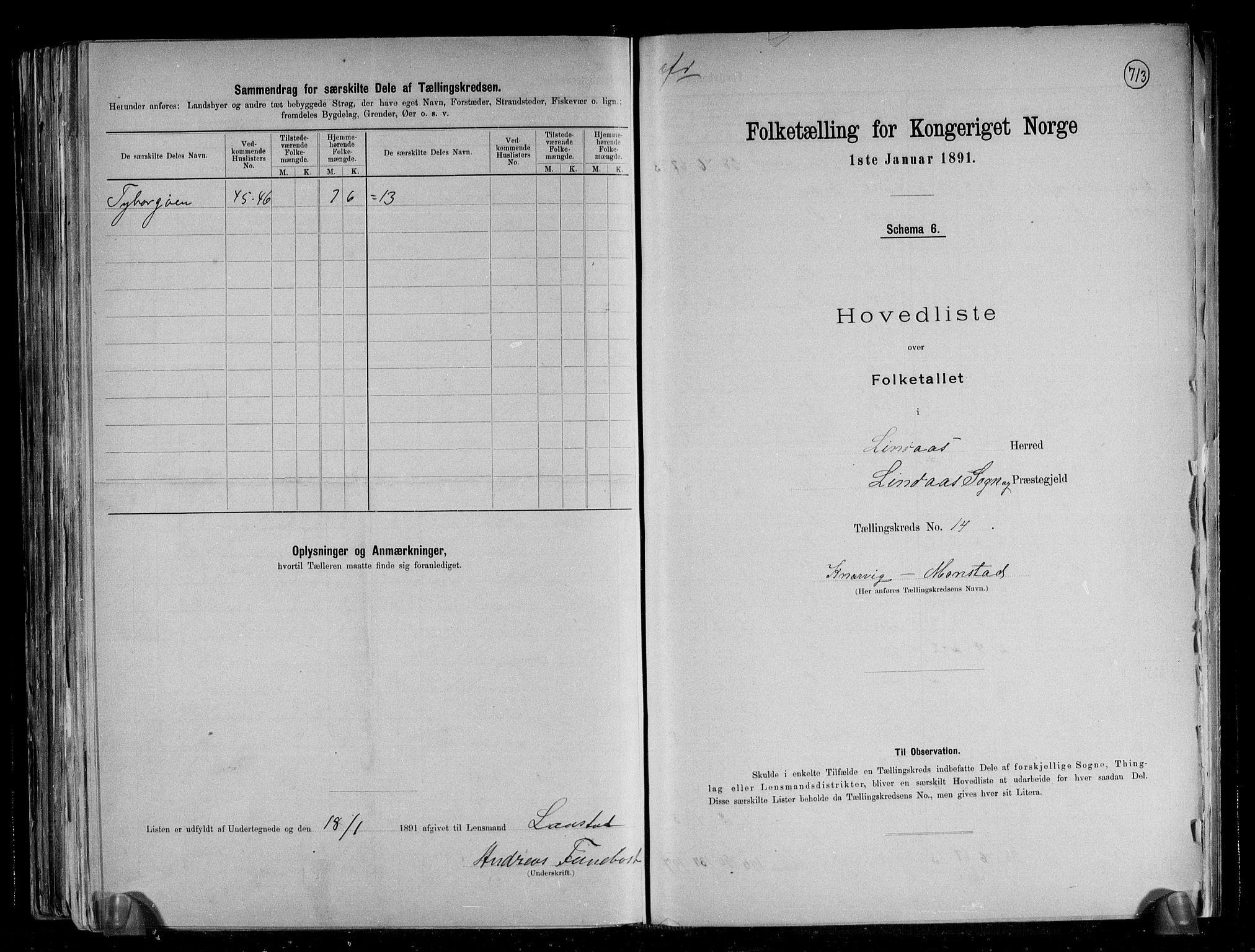 RA, 1891 census for 1263 Lindås, 1891, p. 31