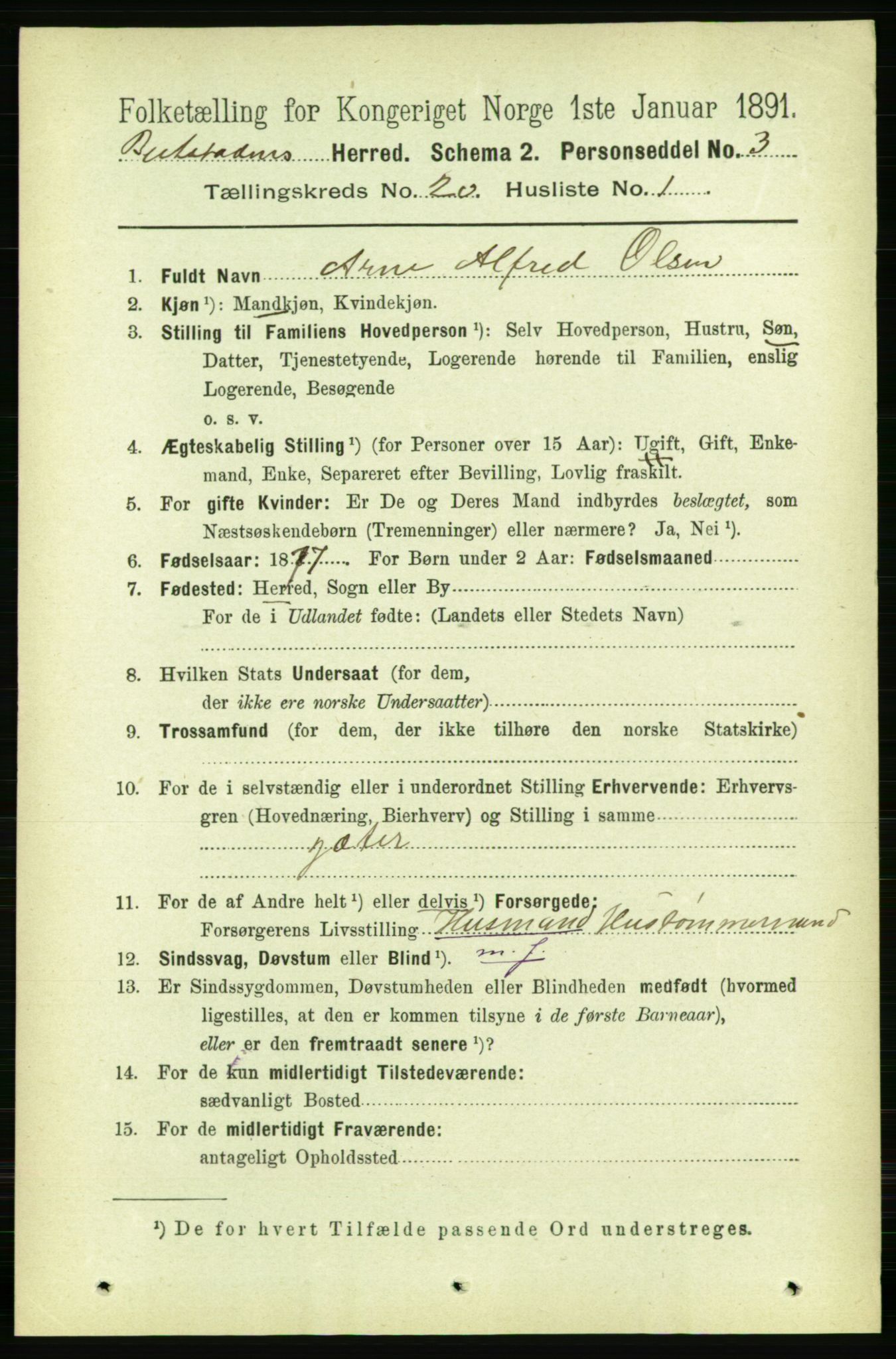 RA, 1891 census for 1727 Beitstad, 1891, p. 5112