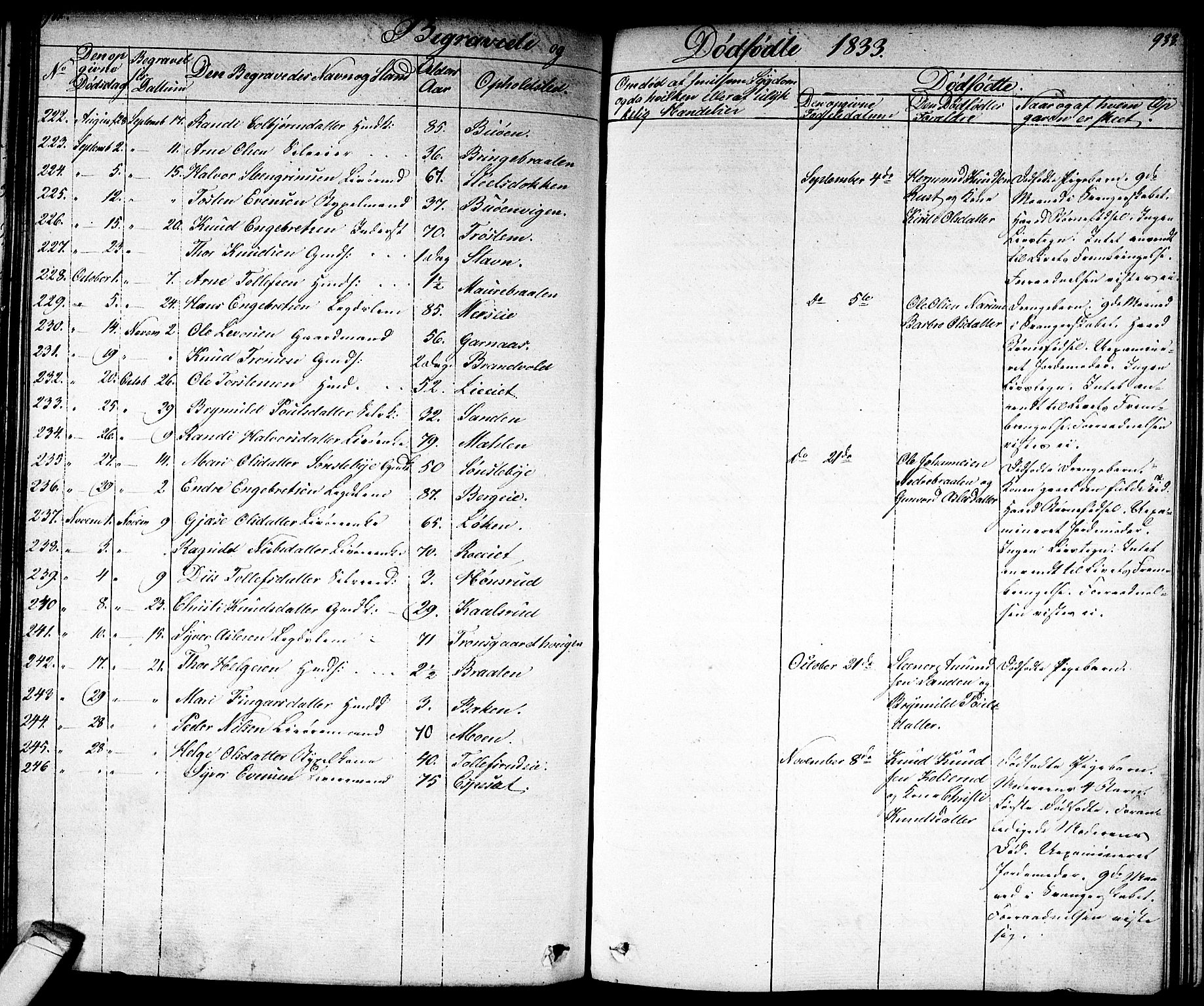 Nes kirkebøker, AV/SAKO-A-236/F/Fa/L0008: Parish register (official) no. 8, 1824-1834, p. 932-933