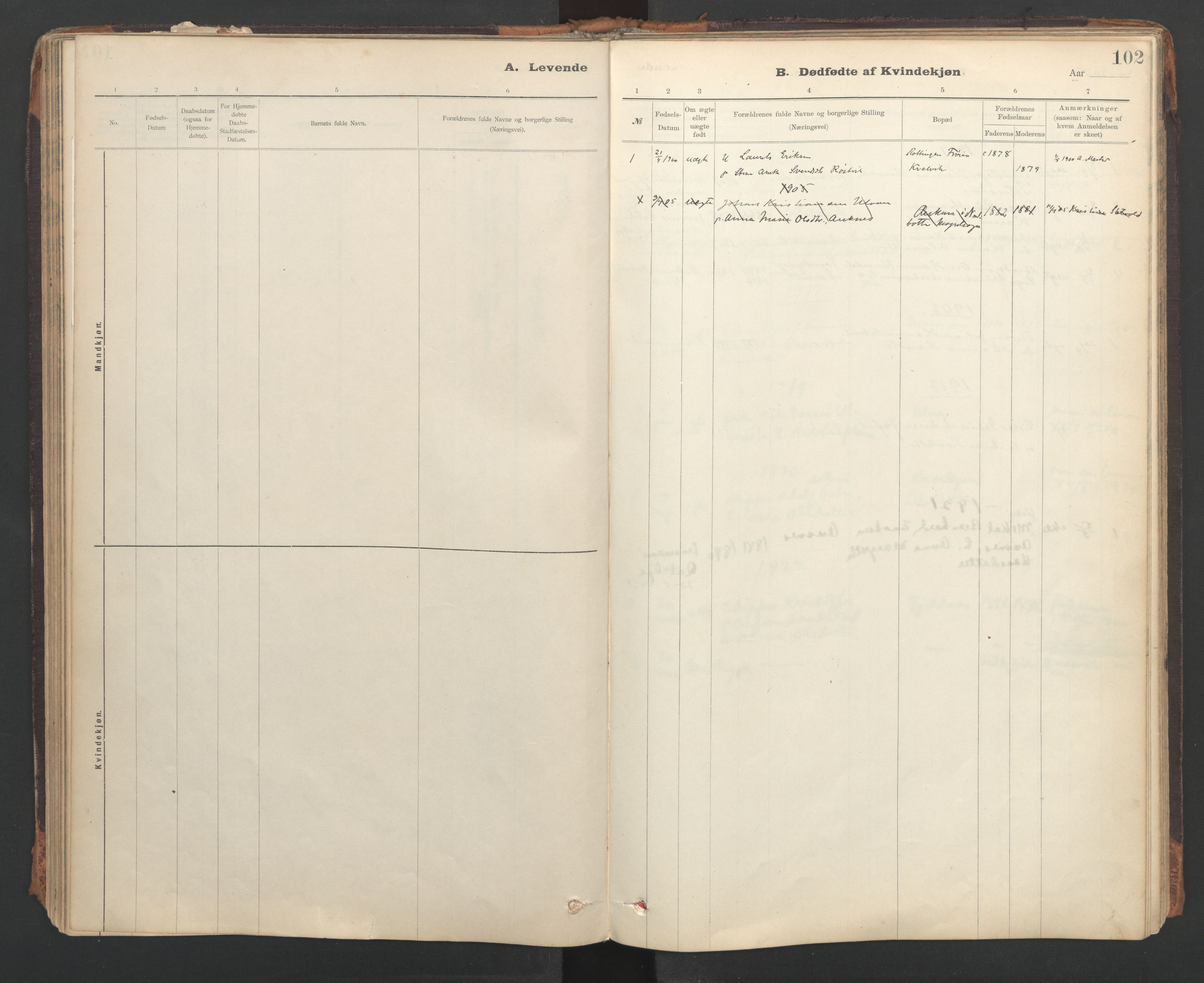 Ministerialprotokoller, klokkerbøker og fødselsregistre - Sør-Trøndelag, SAT/A-1456/637/L0559: Parish register (official) no. 637A02, 1899-1923, p. 102