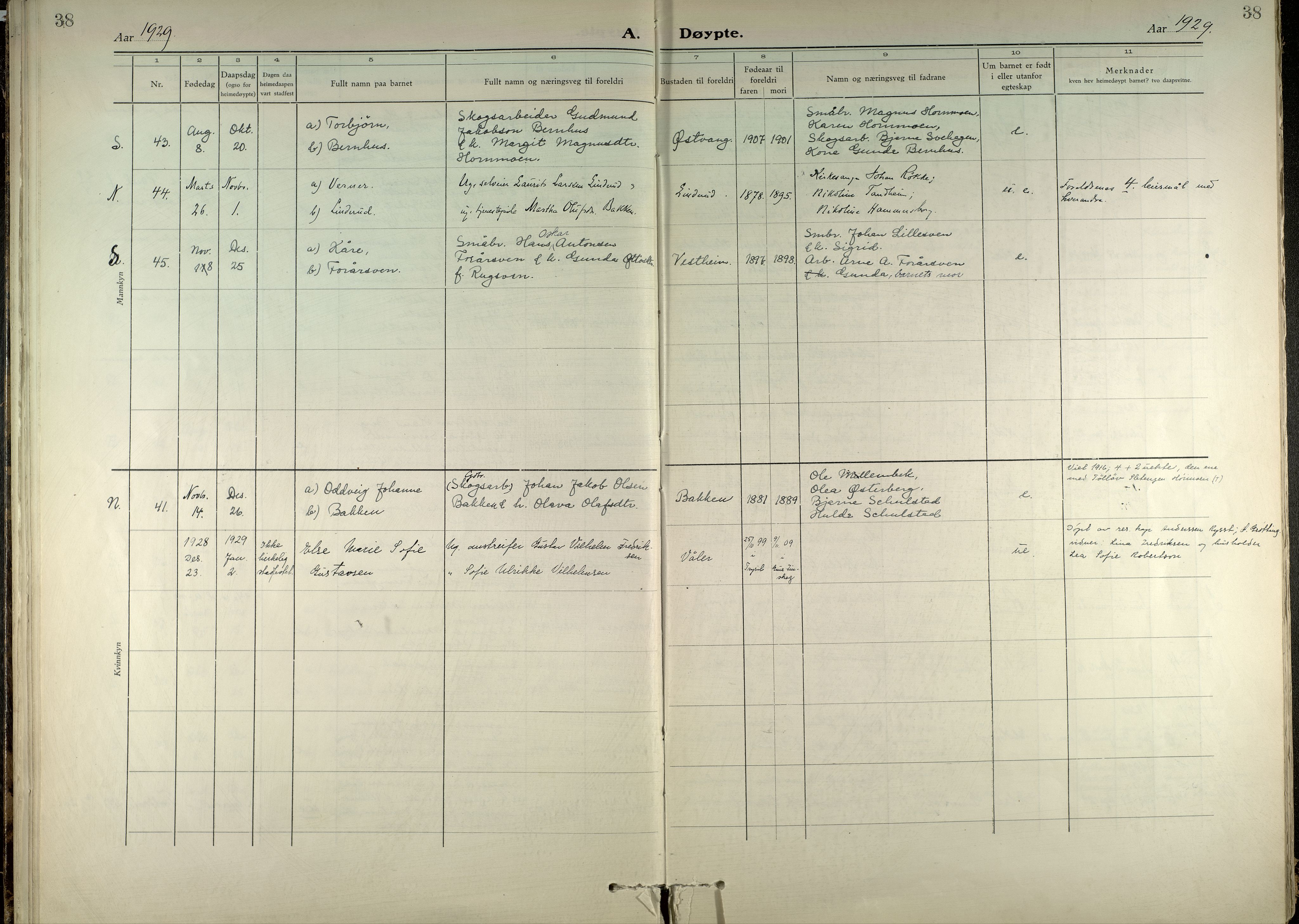 Elverum prestekontor, AV/SAH-PREST-044/H/Ha/Haa/L0026: Parish register (official) no. 26, 1924-1939, p. 38