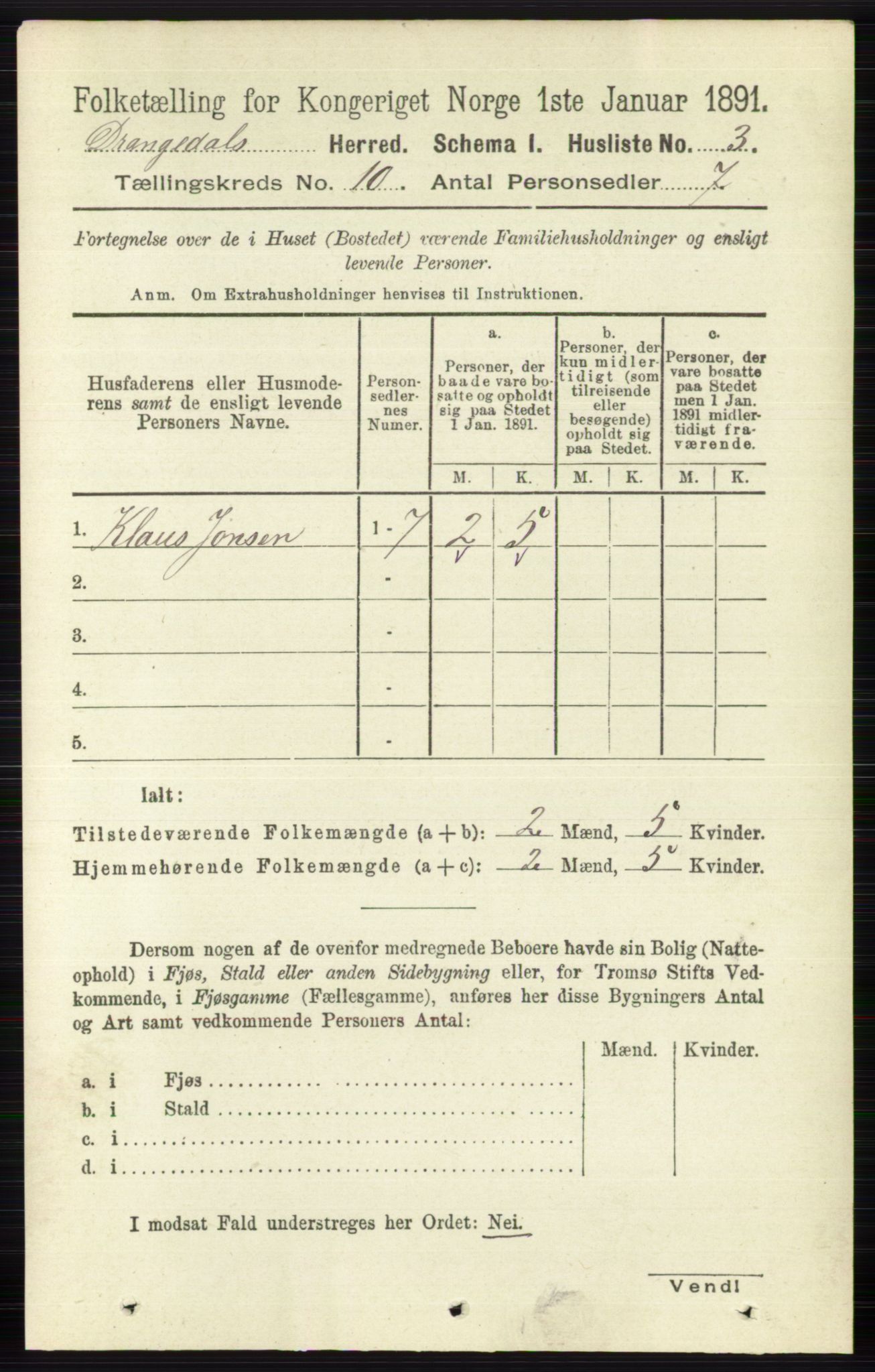 RA, 1891 census for 0817 Drangedal, 1891, p. 3349