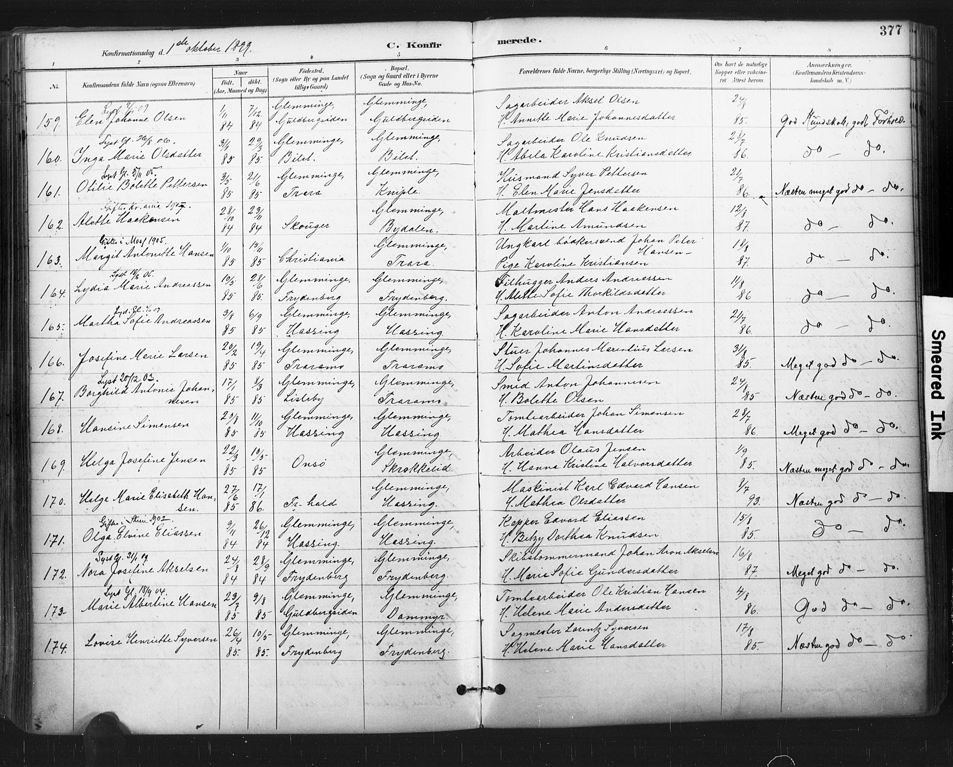 Glemmen prestekontor Kirkebøker, SAO/A-10908/F/Fa/L0013: Parish register (official) no. 13, 1892-1907, p. 377