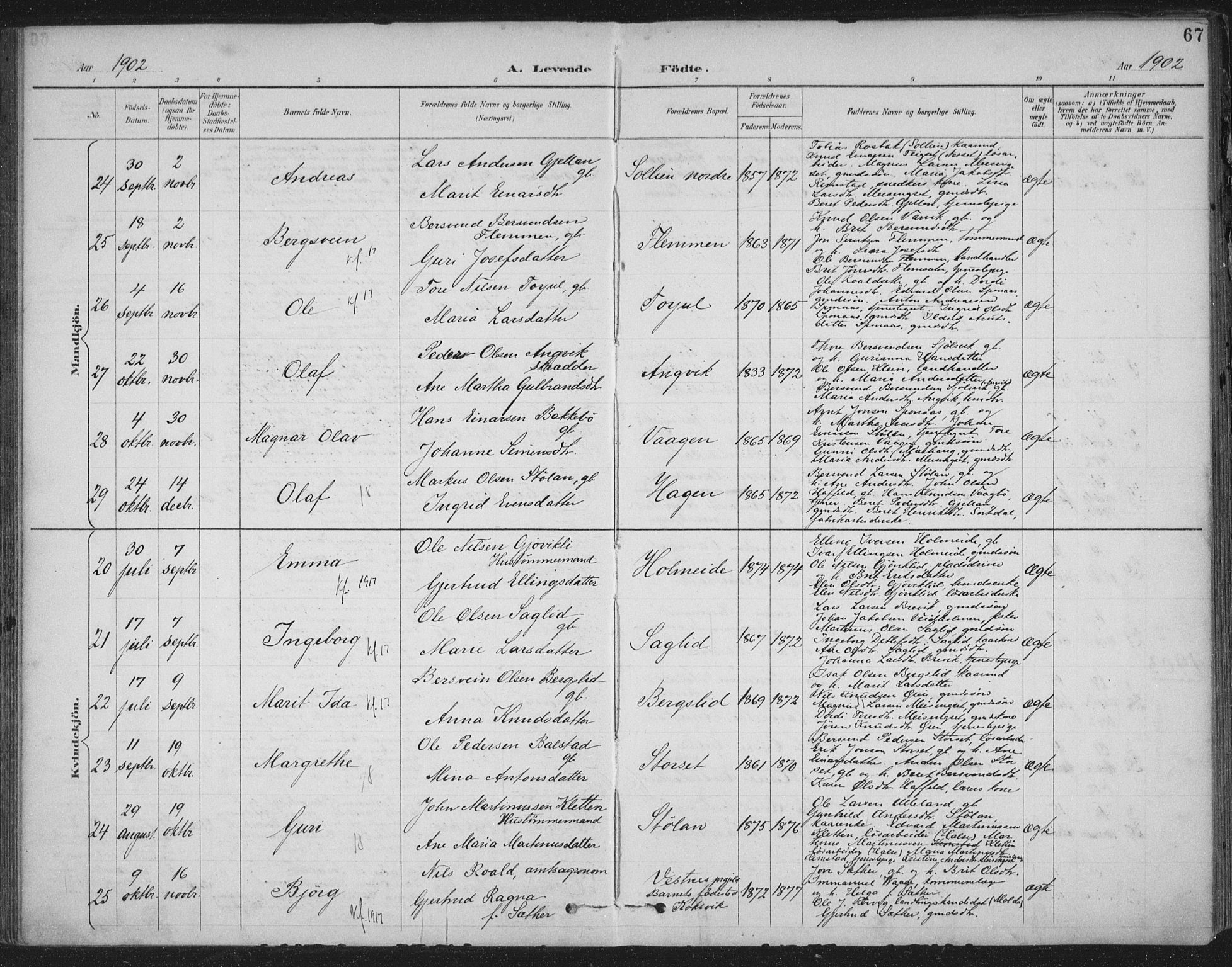 Ministerialprotokoller, klokkerbøker og fødselsregistre - Møre og Romsdal, AV/SAT-A-1454/586/L0988: Parish register (official) no. 586A14, 1893-1905, p. 67