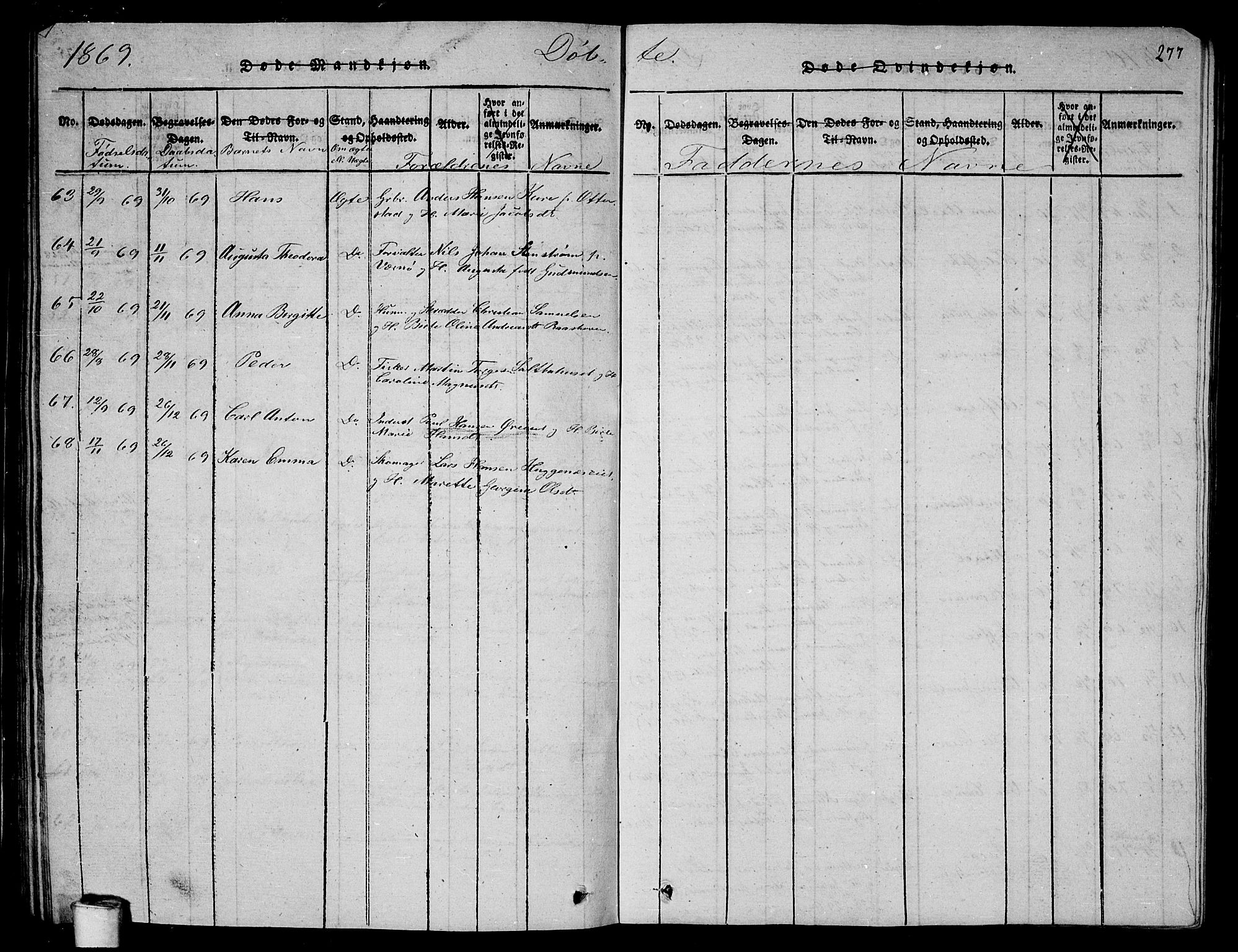 Rygge prestekontor Kirkebøker, SAO/A-10084b/G/Ga/L0001: Parish register (copy) no. 1, 1814-1871, p. 276-277