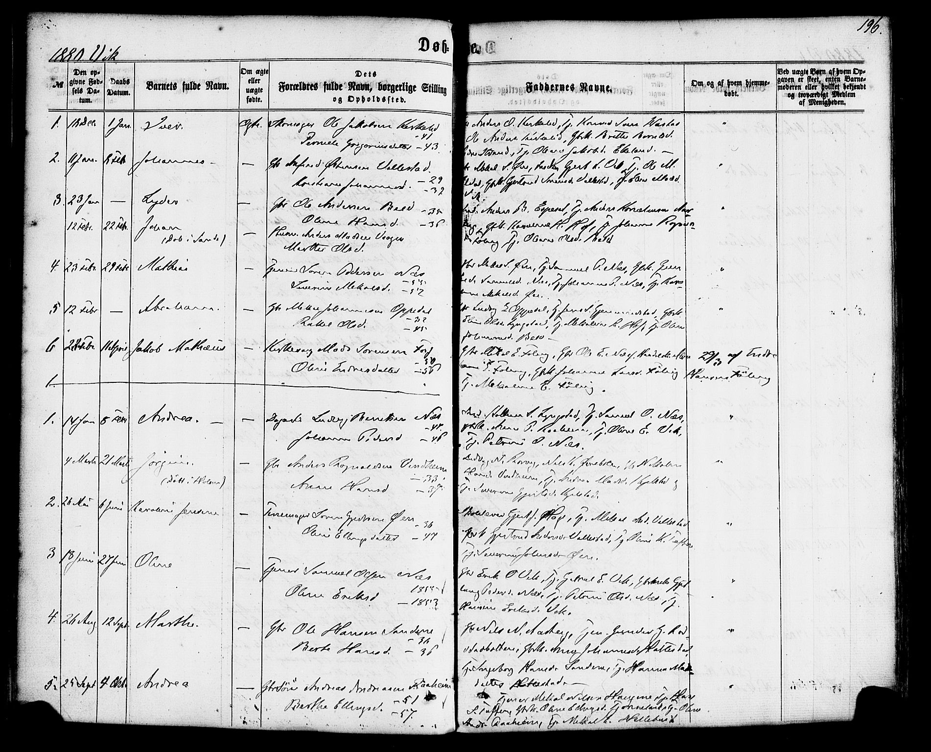 Gaular sokneprestembete, SAB/A-80001/H/Haa: Parish register (official) no. A 5, 1860-1881, p. 196