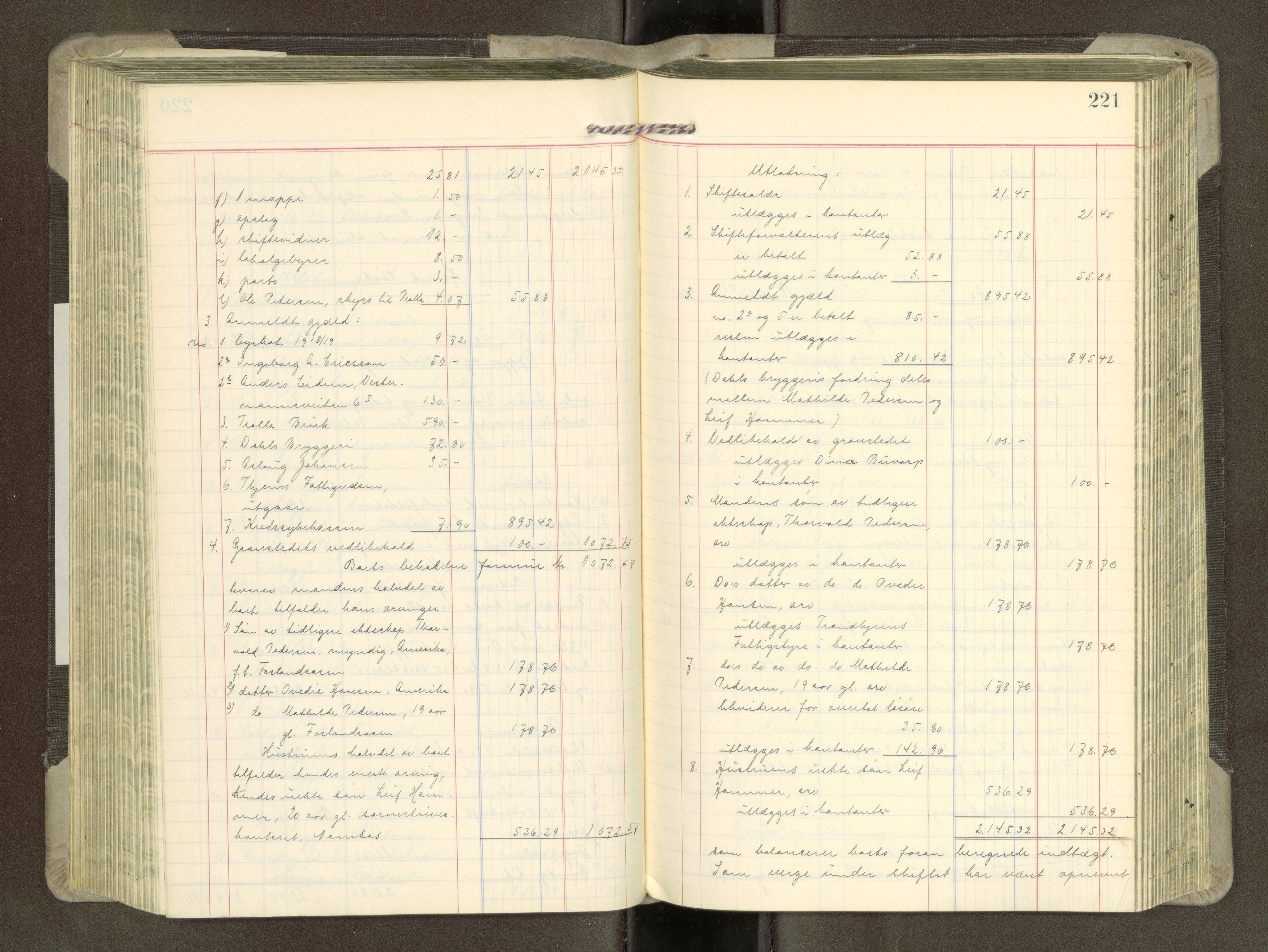 Trondheim byfogd, AV/SAT-A-0003/1/3/3A/L0043: Skifteutlodningsprotokoll - 15/7-4/3. (m/ register), 1918-1922, p. 221