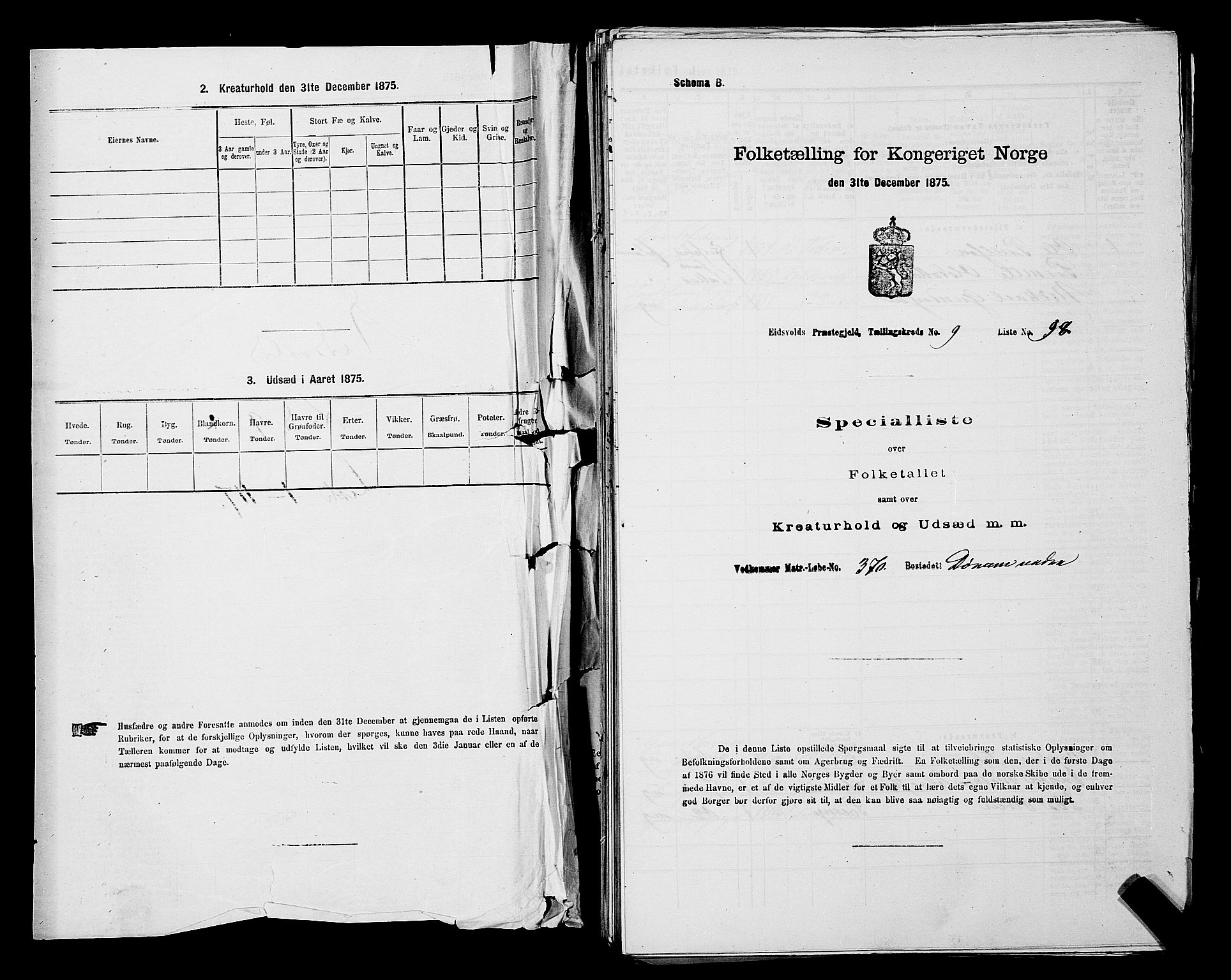 RA, 1875 census for 0237P Eidsvoll, 1875, p. 1208