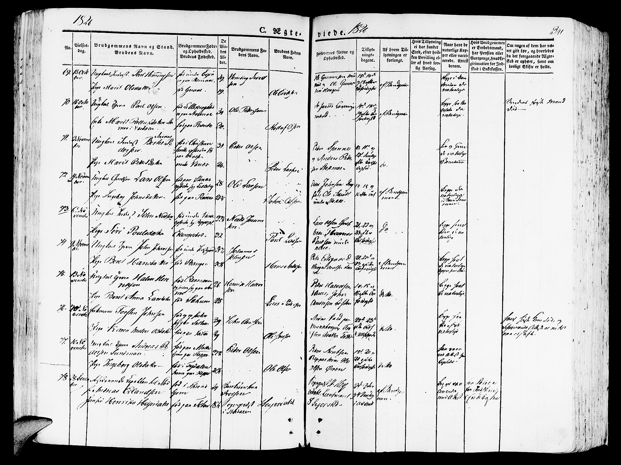 Ministerialprotokoller, klokkerbøker og fødselsregistre - Nord-Trøndelag, SAT/A-1458/709/L0070: Parish register (official) no. 709A10, 1820-1832, p. 341