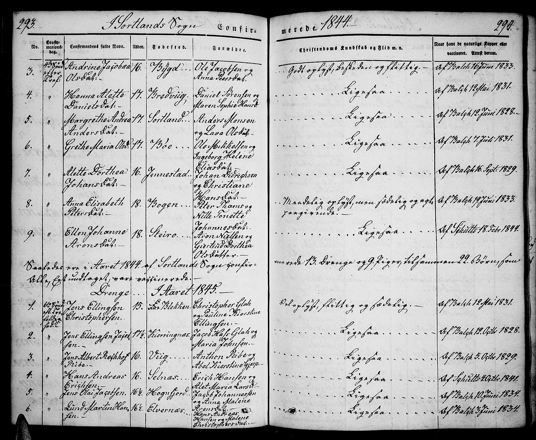 Ministerialprotokoller, klokkerbøker og fødselsregistre - Nordland, AV/SAT-A-1459/888/L1239: Parish register (official) no. 888A06 /2, 1837-1848, p. 293-294