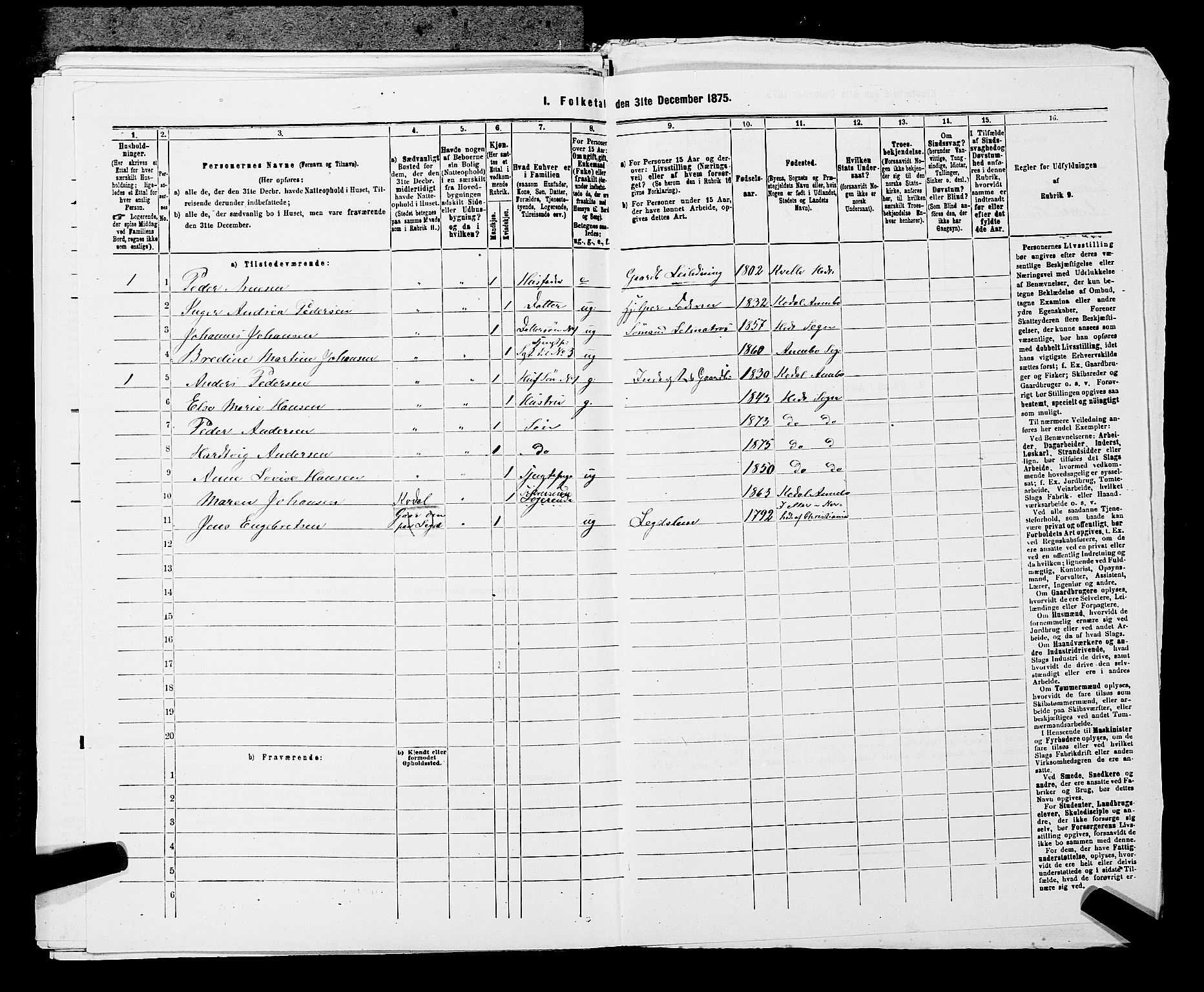 SAKO, 1875 census for 0727P Hedrum, 1875, p. 703