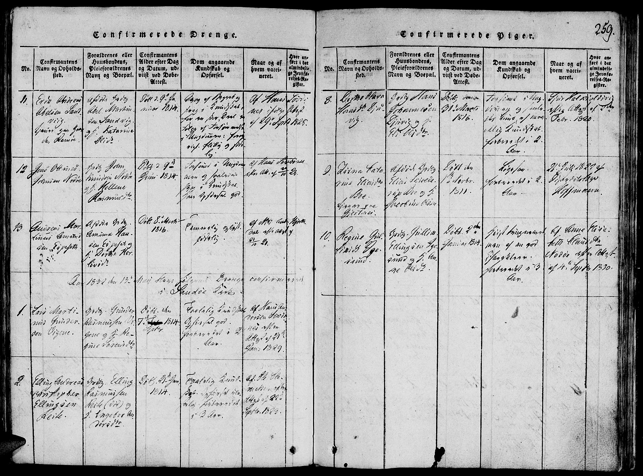 Ministerialprotokoller, klokkerbøker og fødselsregistre - Møre og Romsdal, AV/SAT-A-1454/507/L0069: Parish register (official) no. 507A04, 1816-1841, p. 259