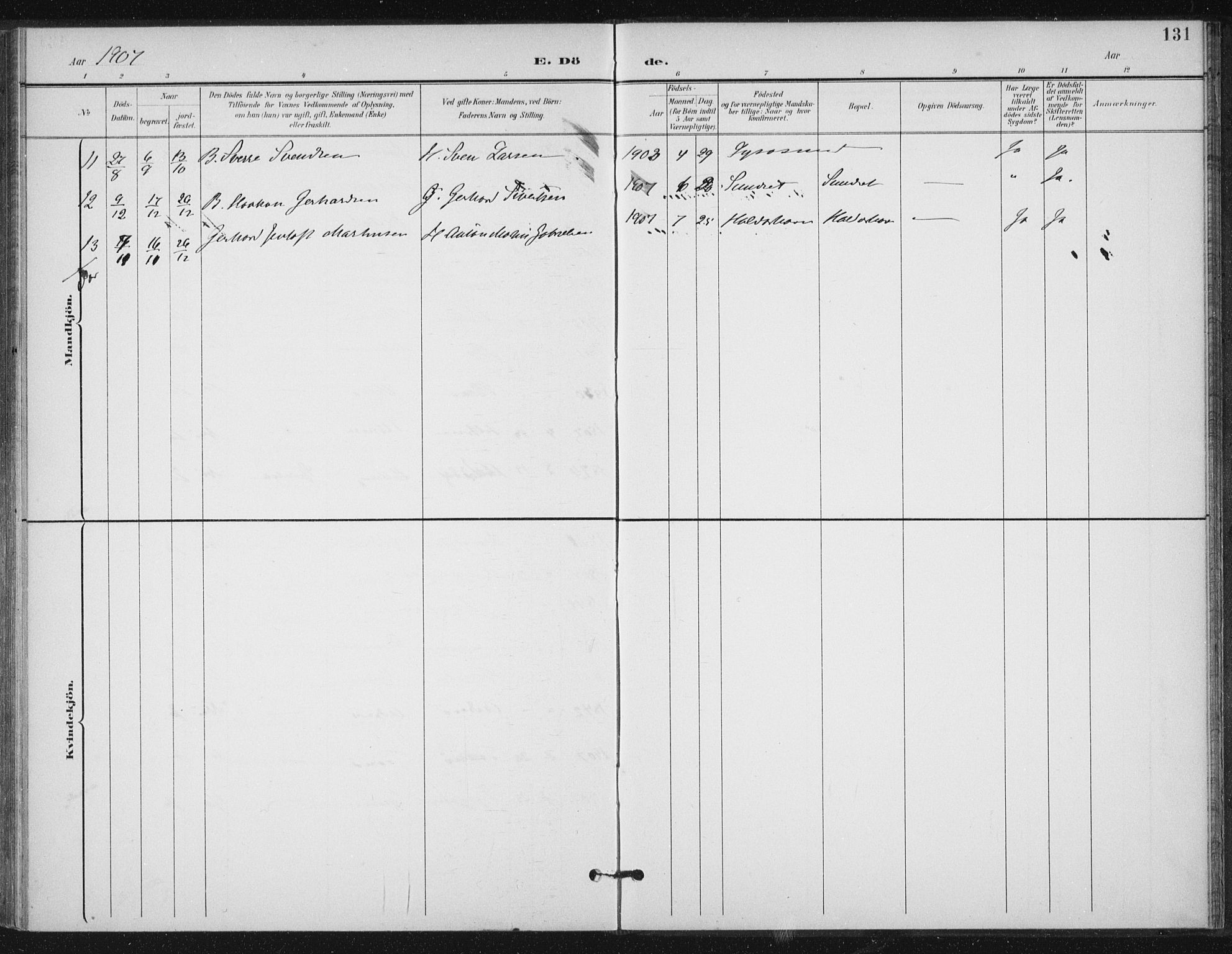 Ministerialprotokoller, klokkerbøker og fødselsregistre - Sør-Trøndelag, SAT/A-1456/654/L0664: Parish register (official) no. 654A02, 1895-1907, p. 131