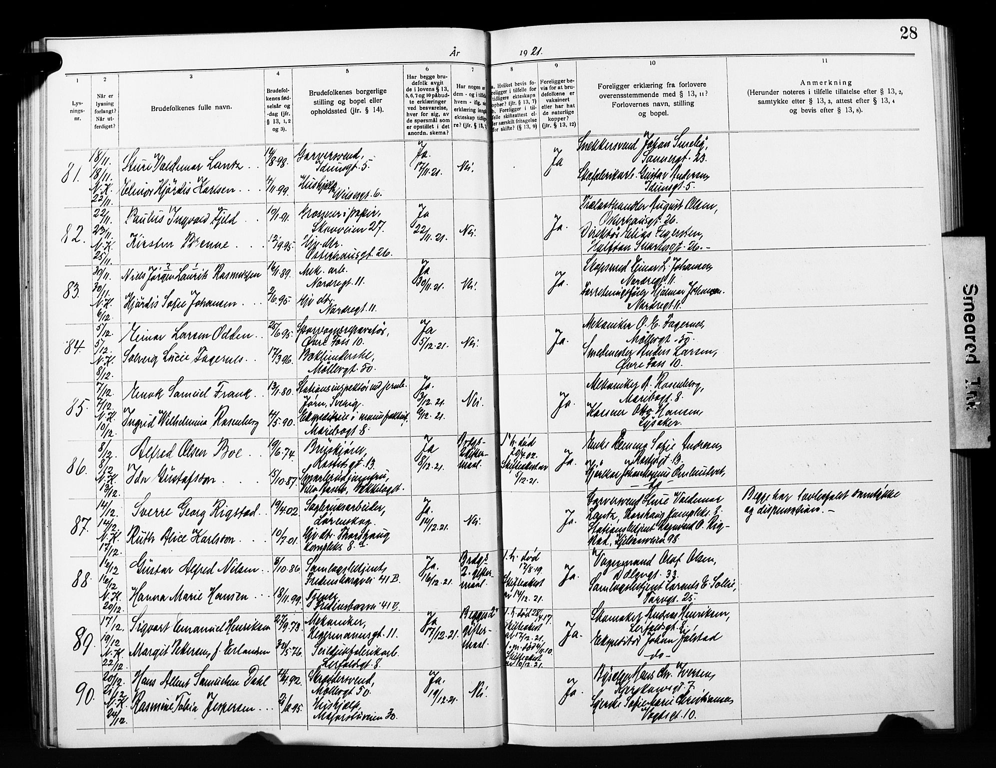 Jakob prestekontor Kirkebøker, AV/SAO-A-10850/H/Ha/L0003: Banns register no. 3, 1919-1931, p. 28