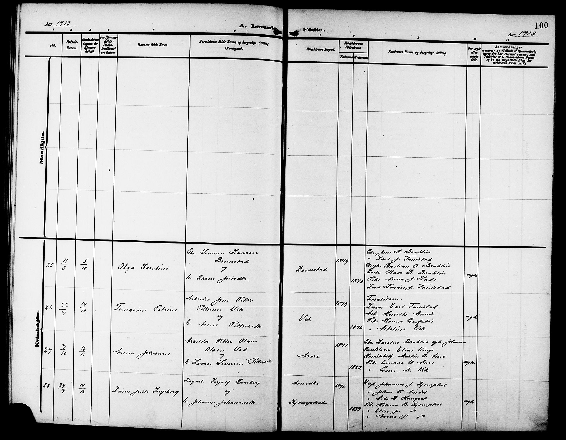 Ministerialprotokoller, klokkerbøker og fødselsregistre - Møre og Romsdal, AV/SAT-A-1454/523/L0341: Parish register (copy) no. 523C04, 1903-1916, p. 100