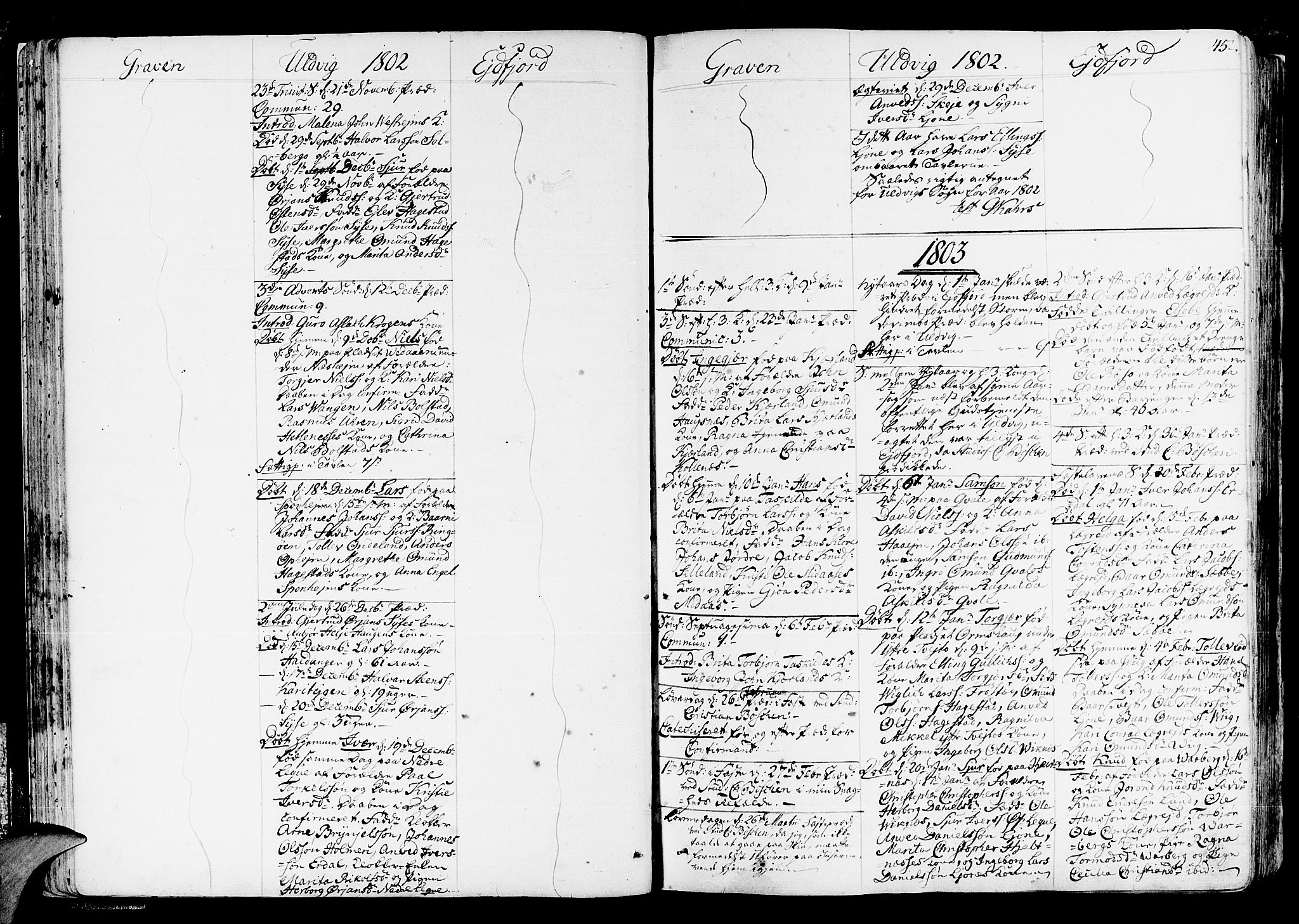 Ulvik sokneprestembete, SAB/A-78801/H/Haa: Parish register (official) no. A 11, 1793-1838, p. 45